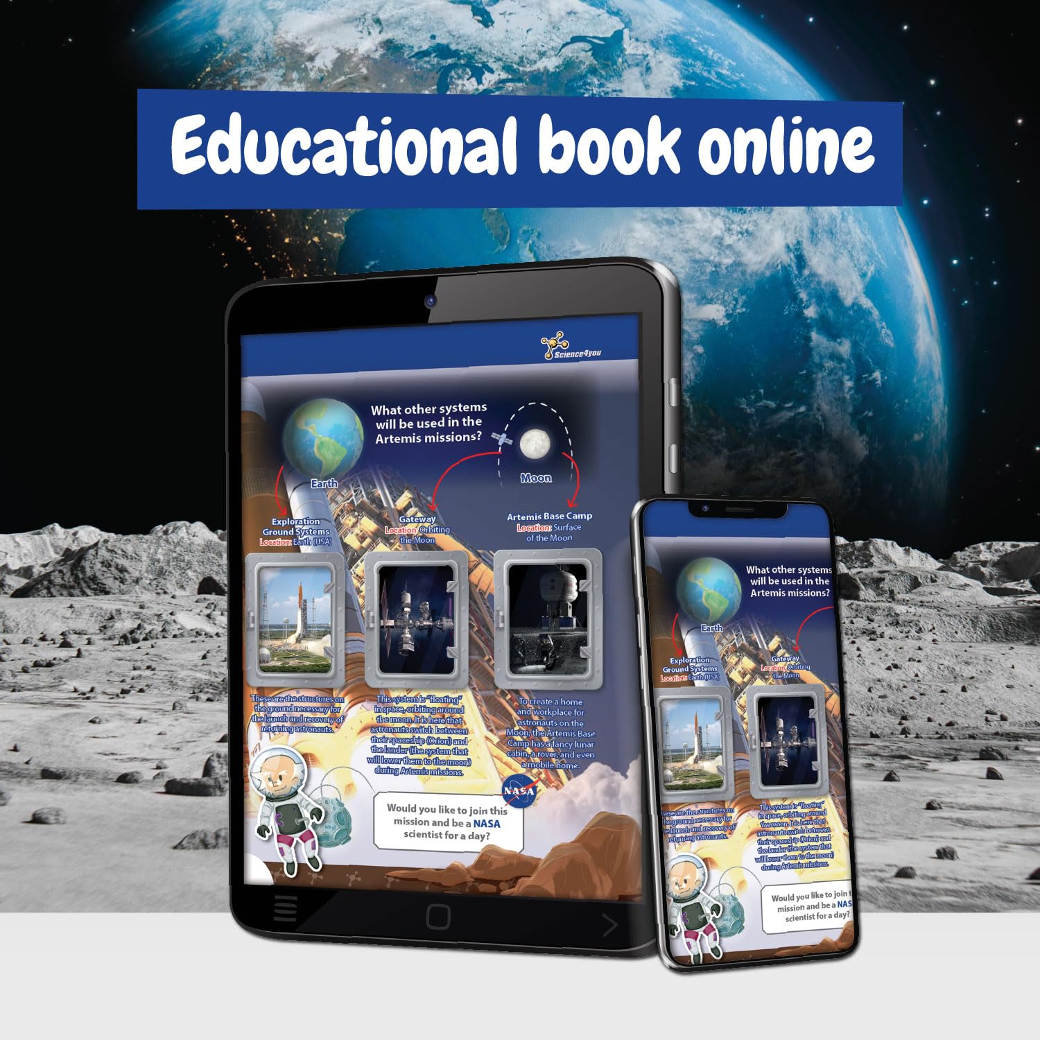 Science4you Moon Station NASA Terrarium Kit - Make Your Own Ecosystem with Glow in the Dark Stickers for Kids 6+ 7