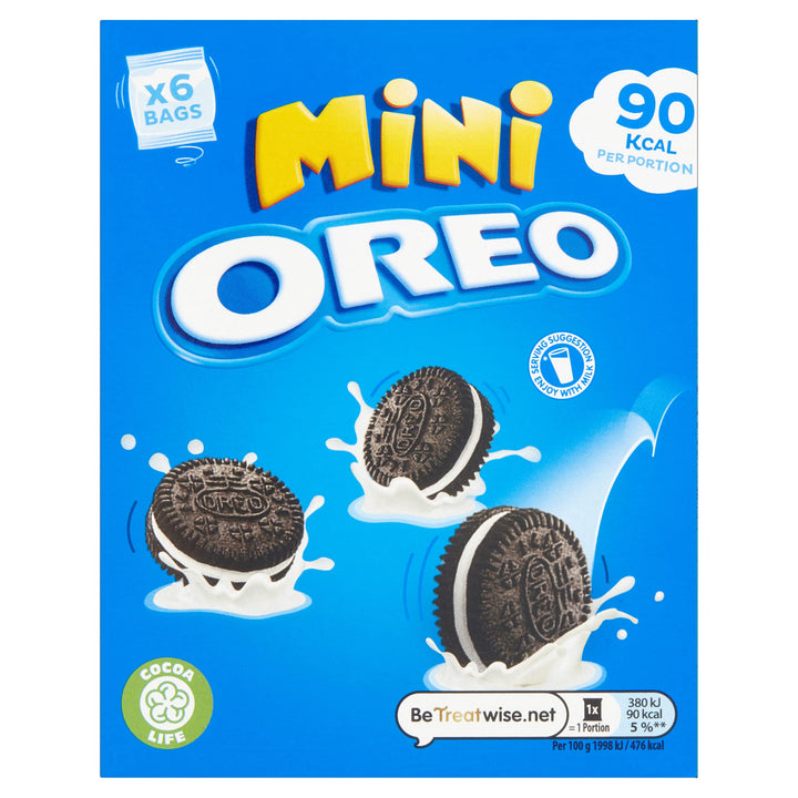 Oreo Chocolate Sandwich Biscuit Mini Bags, Classic Cream-Filled Snacks, Pack of 6