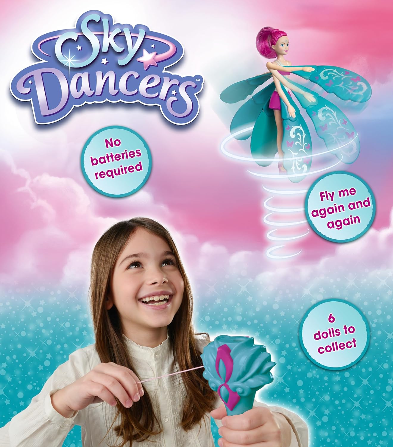 Sky Dancers: Turquoise Twinkle - Pull-String Flying Doll for Kids 5+ 4