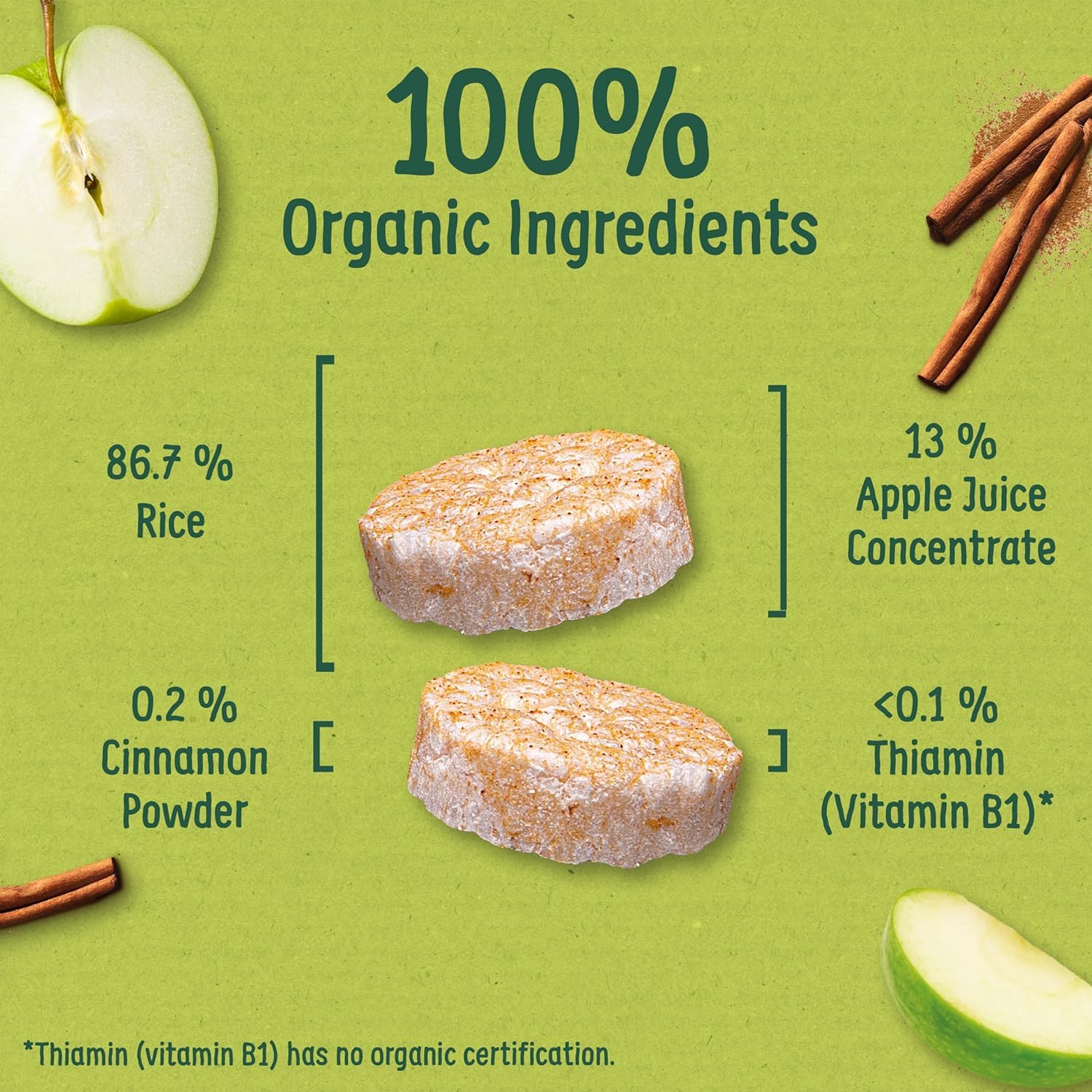 Organix Apple Organic Rice Cake Clouds Baby Snack - Gluten Free, Pack of 20