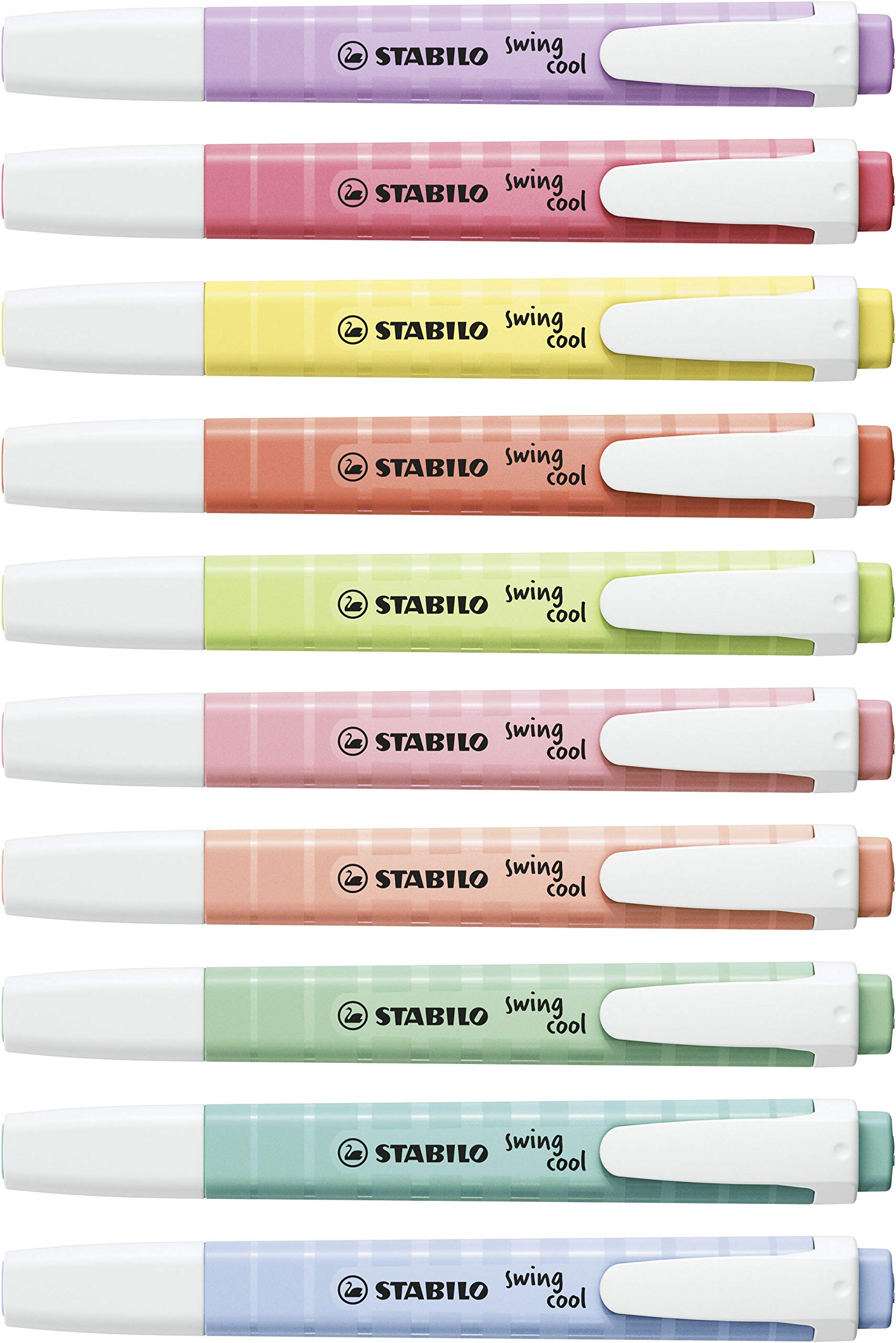 STABILO swing cool Pastel Highlighters - Pack of 8 | 4 Hour Cap-Off Time | 1mm & 4mm Line Widths