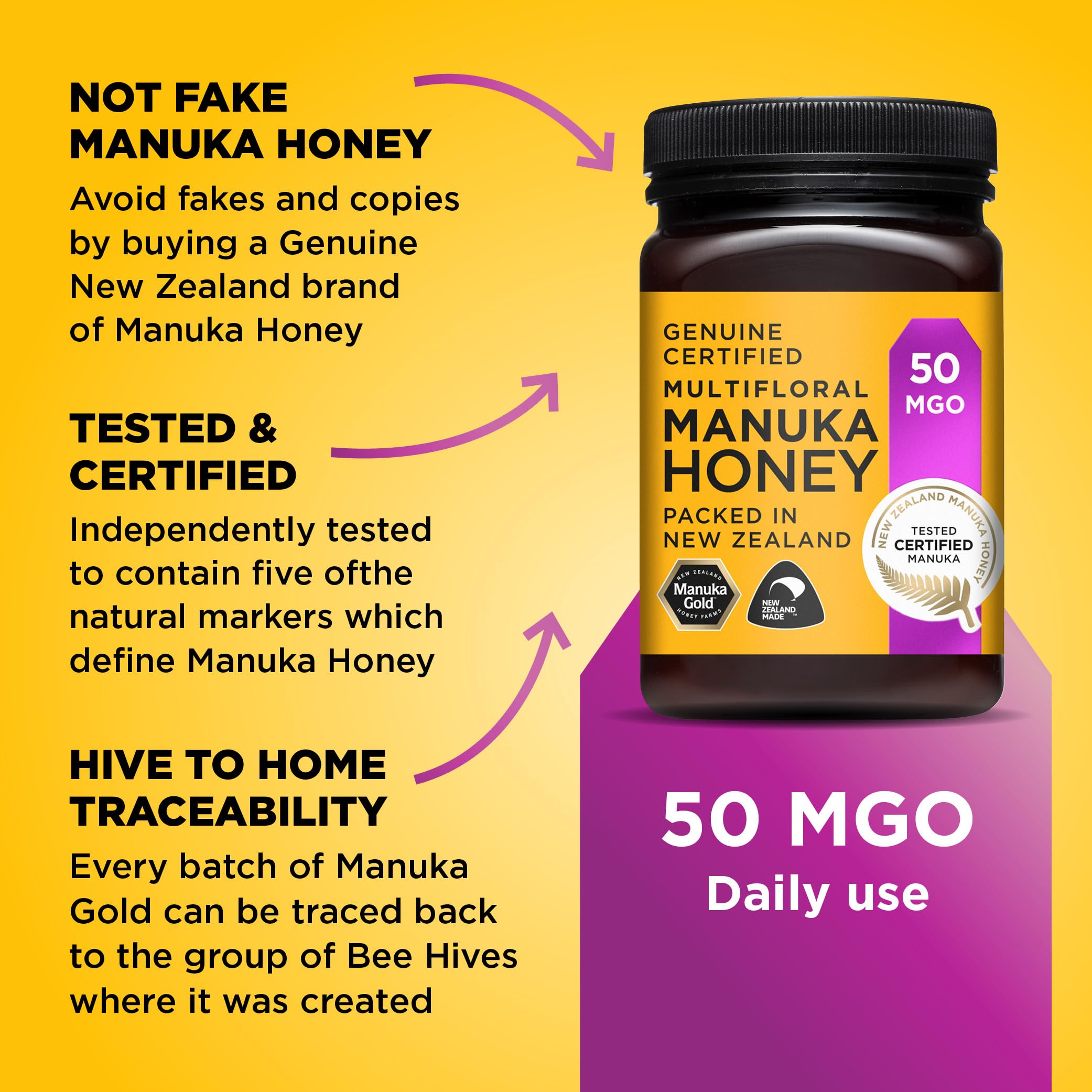 Manuka Gold Manuka Honey - 50 MGO Strength | 500g Cream Form 3