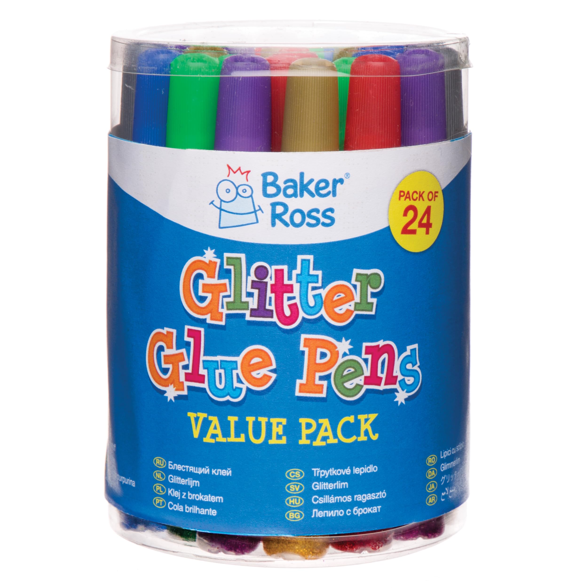 Baker Ross Glitter Glue Pens - 24 Pack Assorted Colours for Kids Arts & Crafts | 10ml Tubes 4