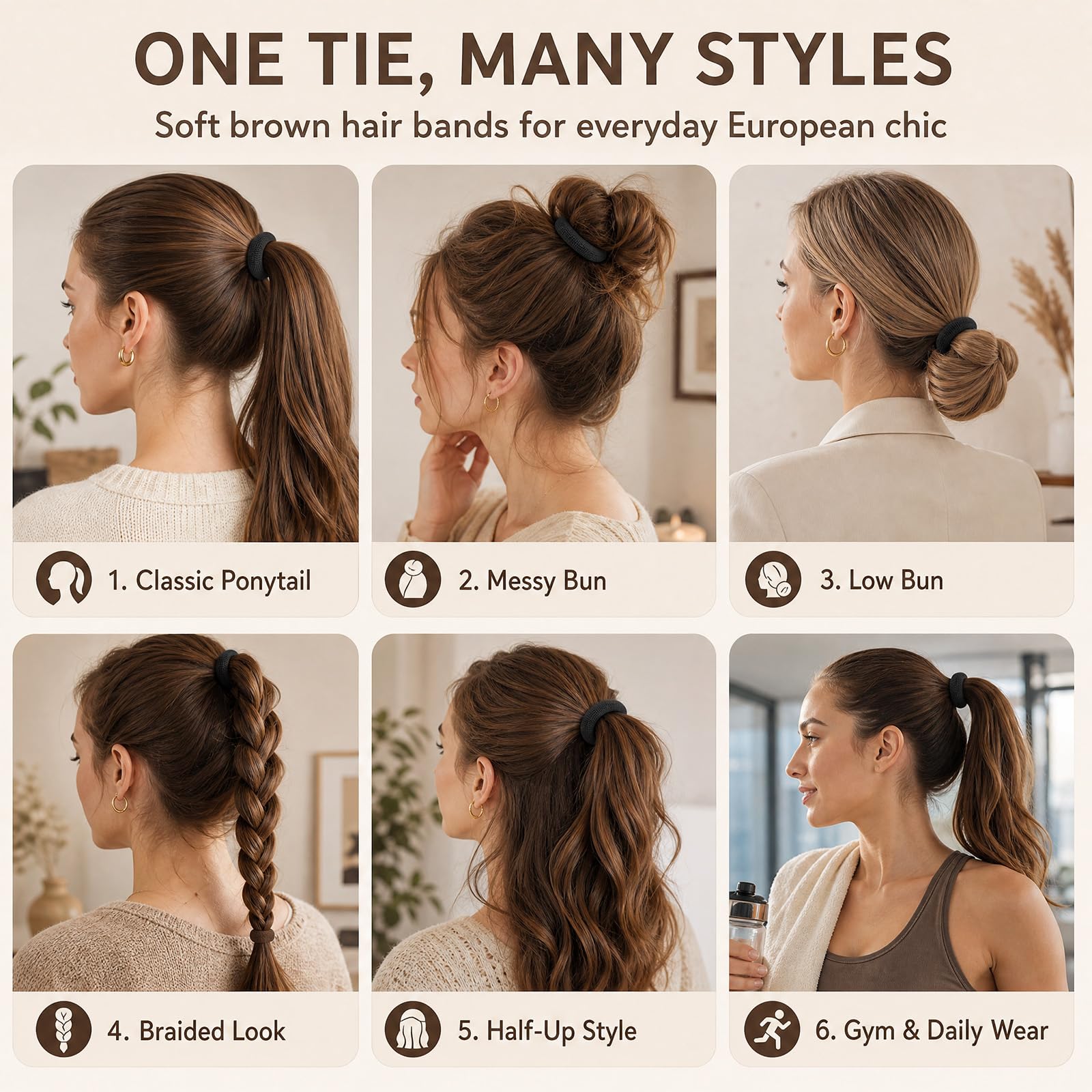 Admygo Seamless Thick Hair Ties - 30 Pack Black Elastic Hair Bands for All Hair Types 6