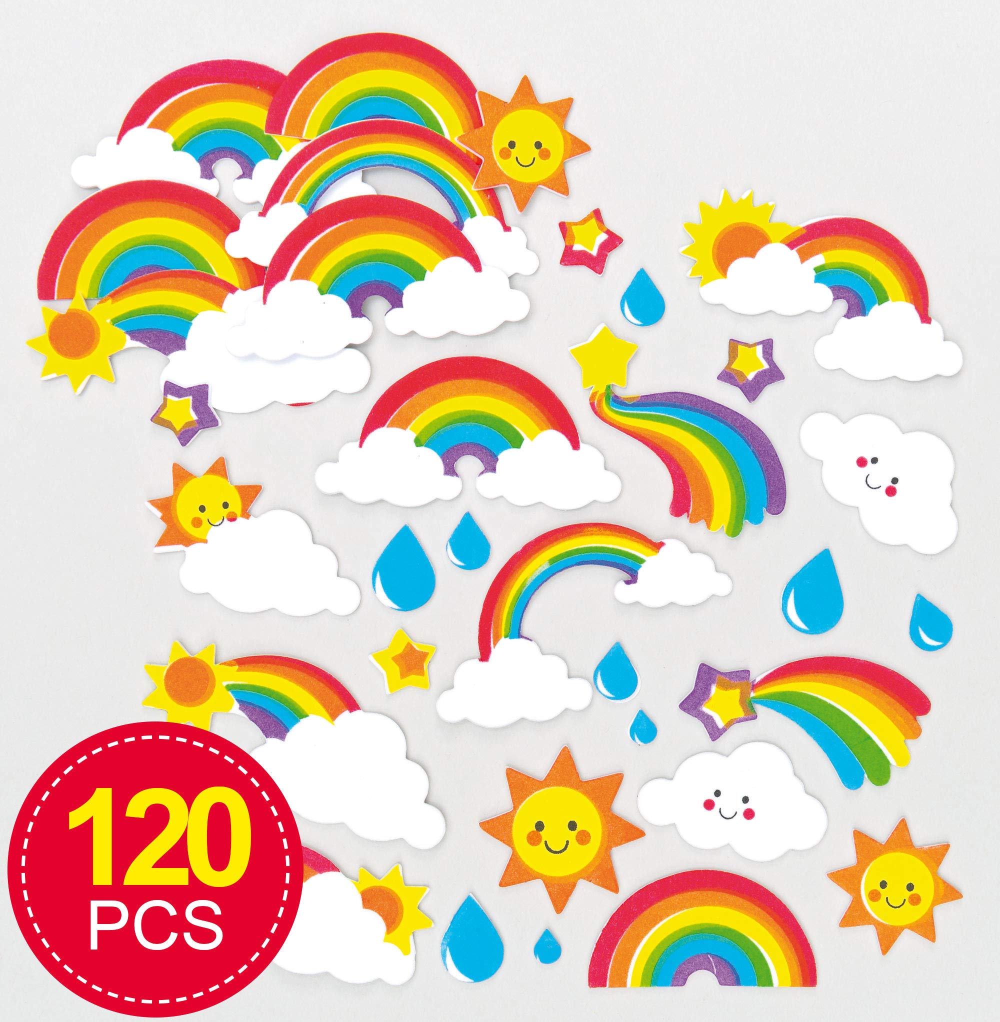 Baker Ross Rainbow Puffy Foam Stickers (Pack of 120) - Self-Adhesive Vinyl for Kids Crafts 2