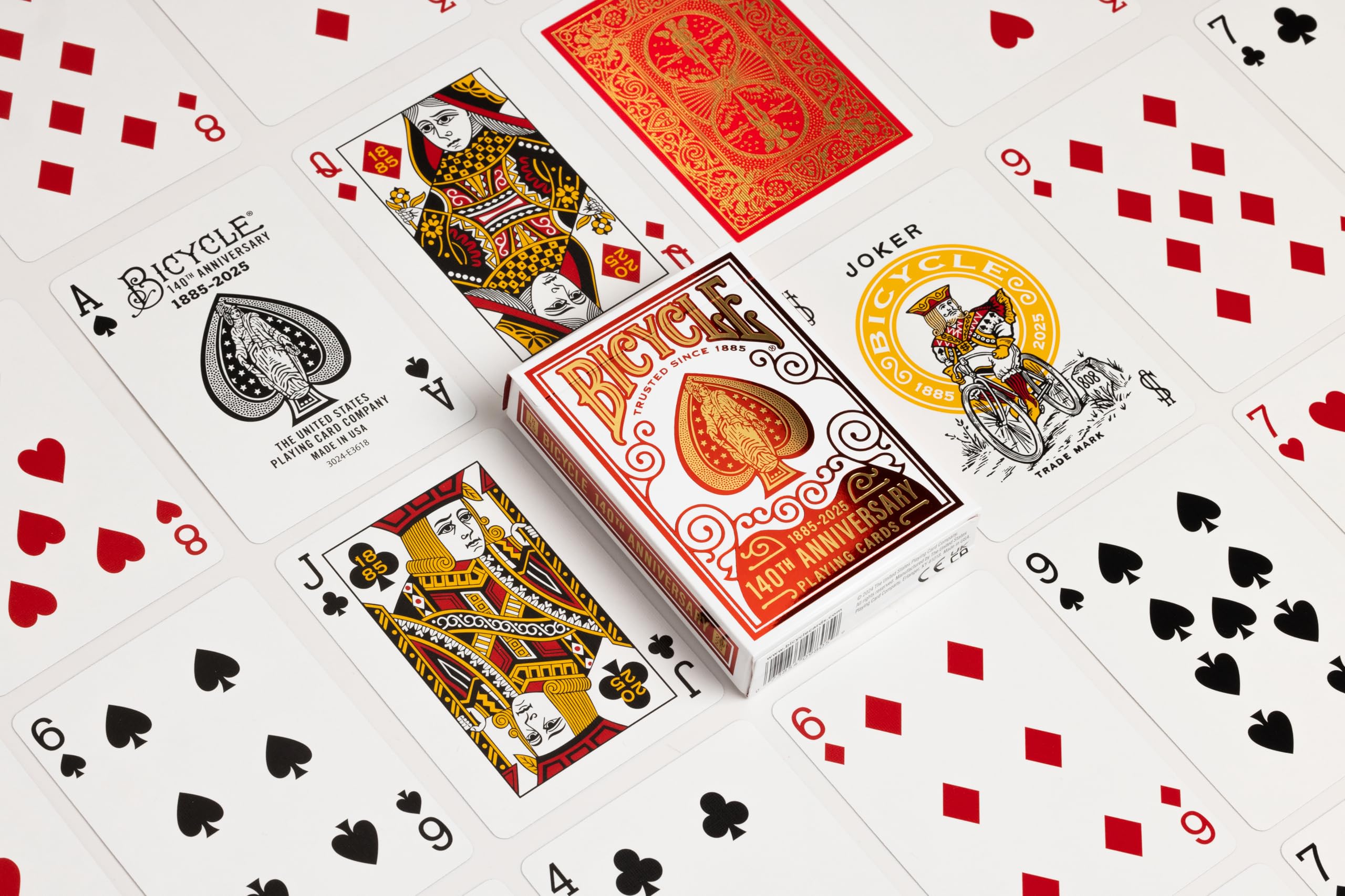 Bicycle 140th Year Anniversary Playing Cards - Gold Foil Tuck & Backs | Air Cushion Finish | Made in USA