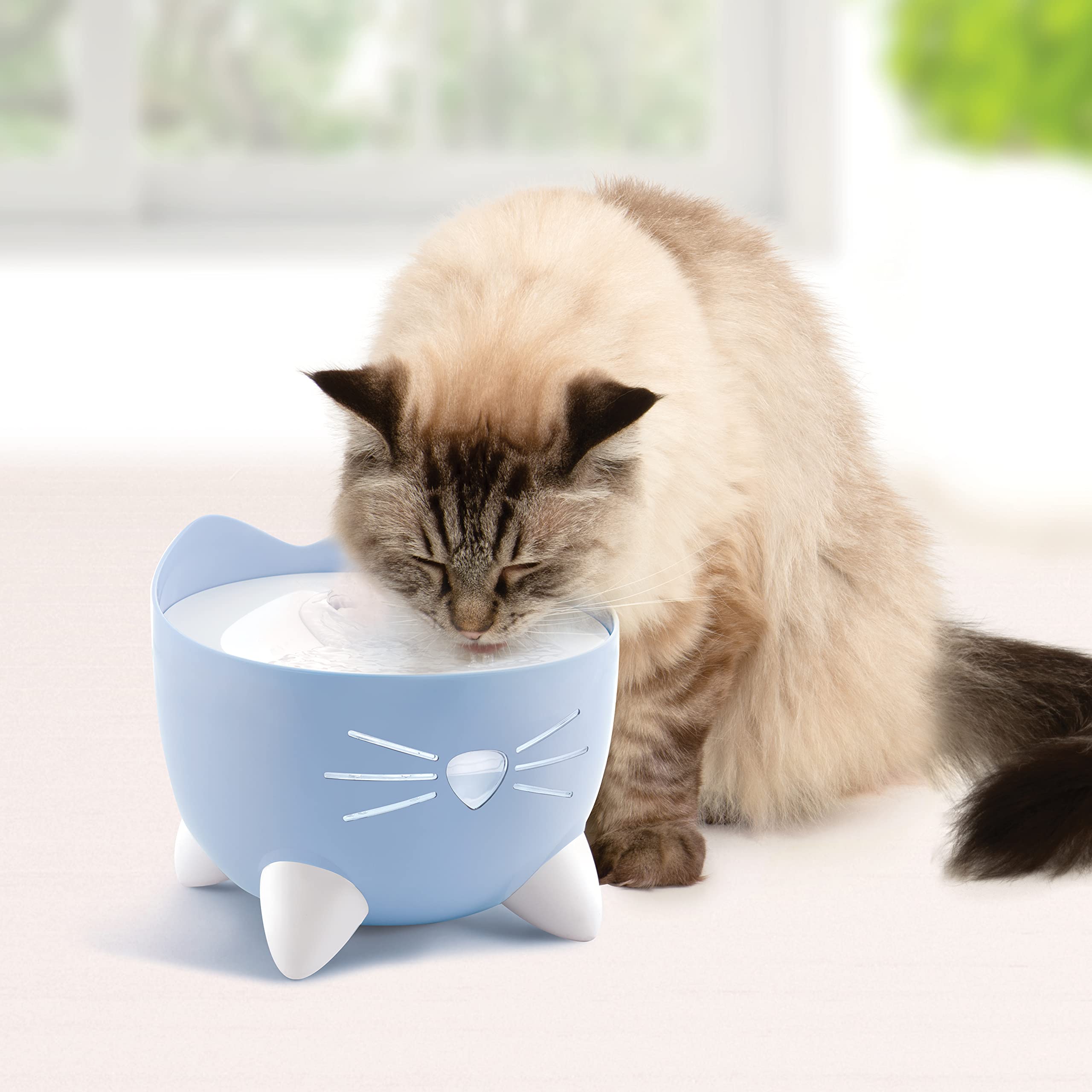 Catit PIXI Automatic Water Drinking Fountain - Encourages Hydration | Triple Action Filtration | Blue 4