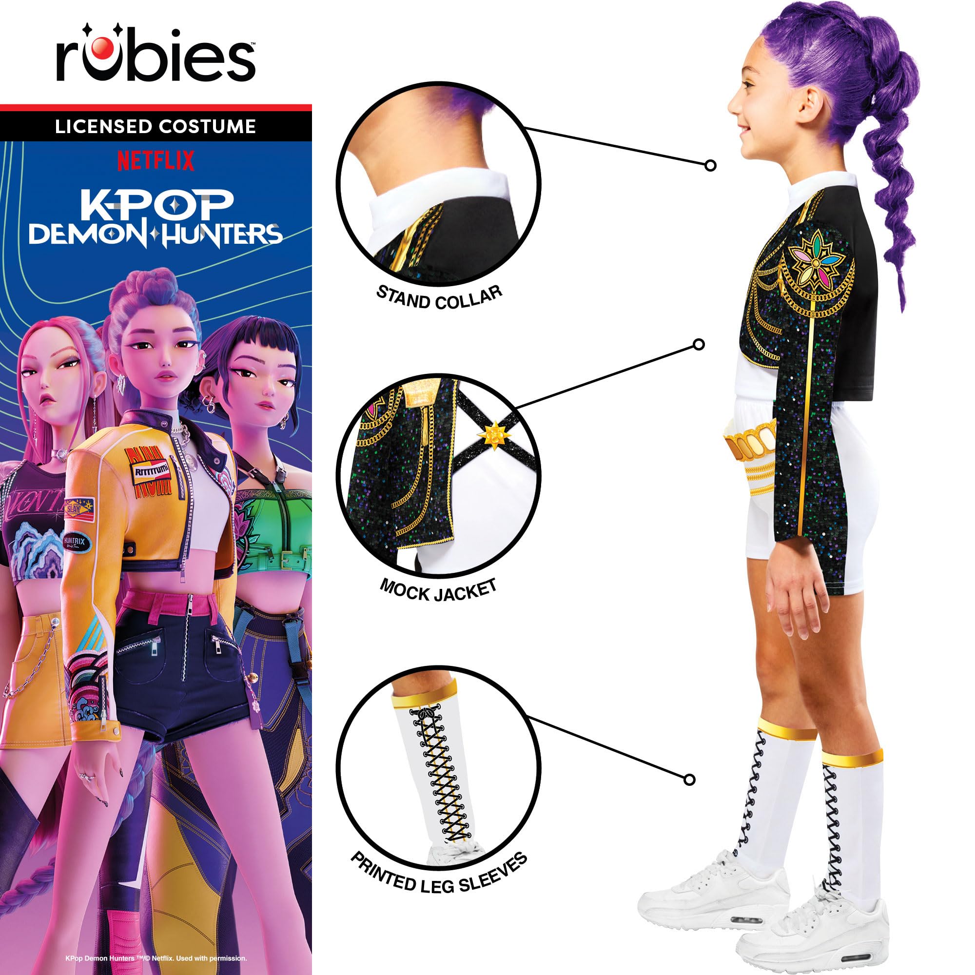Rubies Official K-Pop Demon Hunters Rumi Golden Child Costume - Kids Size 7-8 Years 4