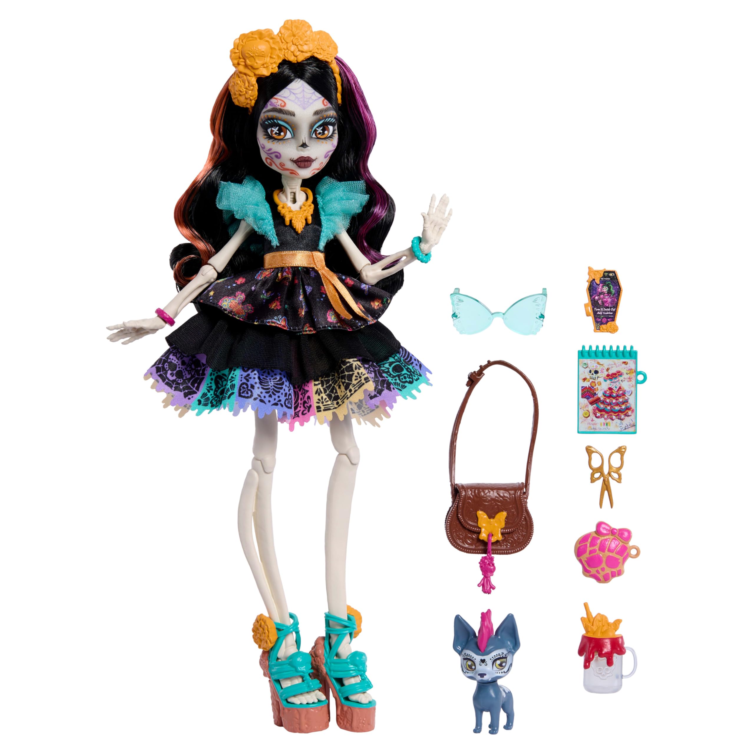 Monster High Skelita Calaveras Doll - Colorful Papel Picado Dress with Pet & Accessories 9