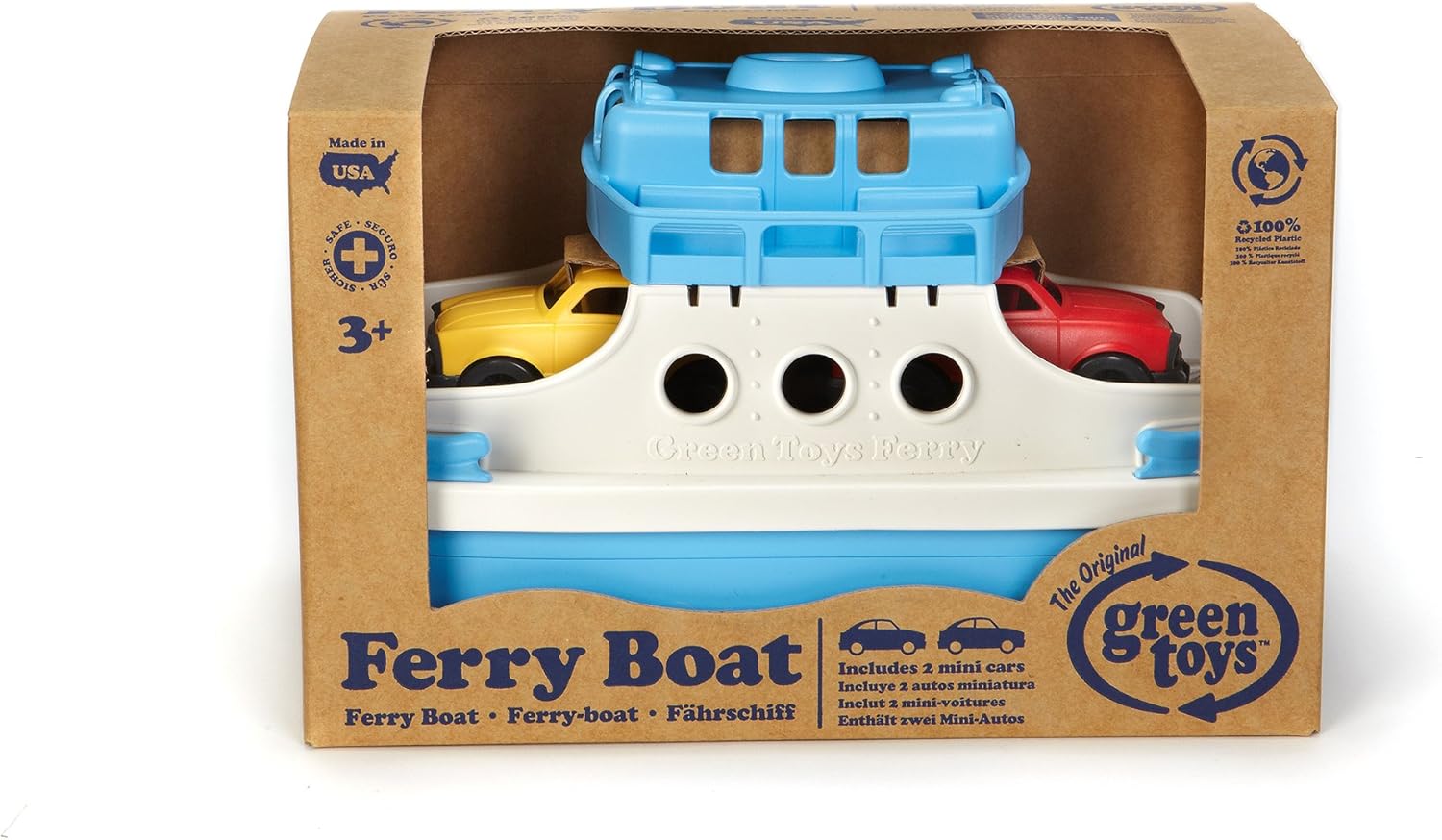 Green Toys Ferry Boat with Mini Cars - Bath Toy for Ages 3+ 5