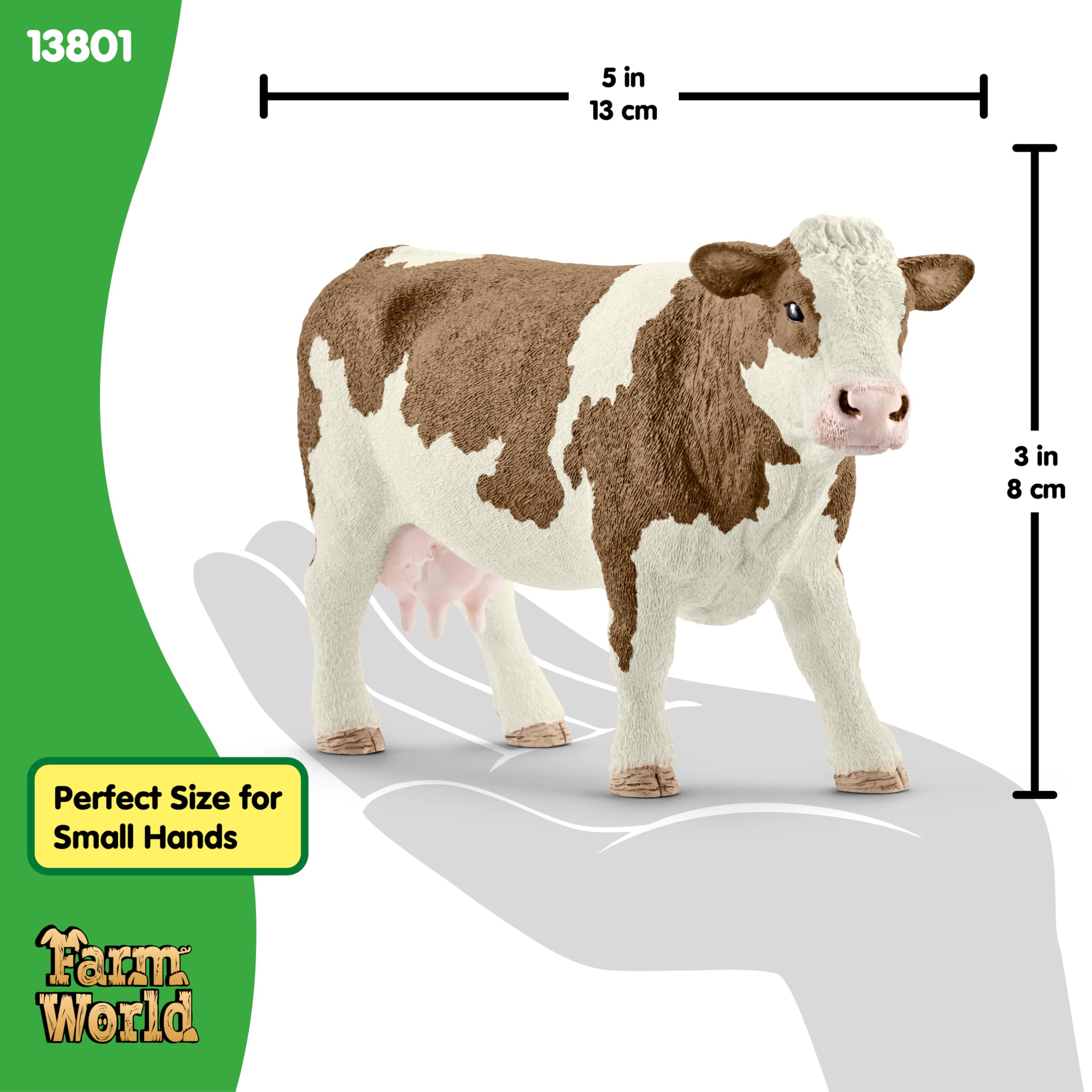 Schleich Simmental Cow Figure 13801 | Farm World Collection | Ages 3+ 6