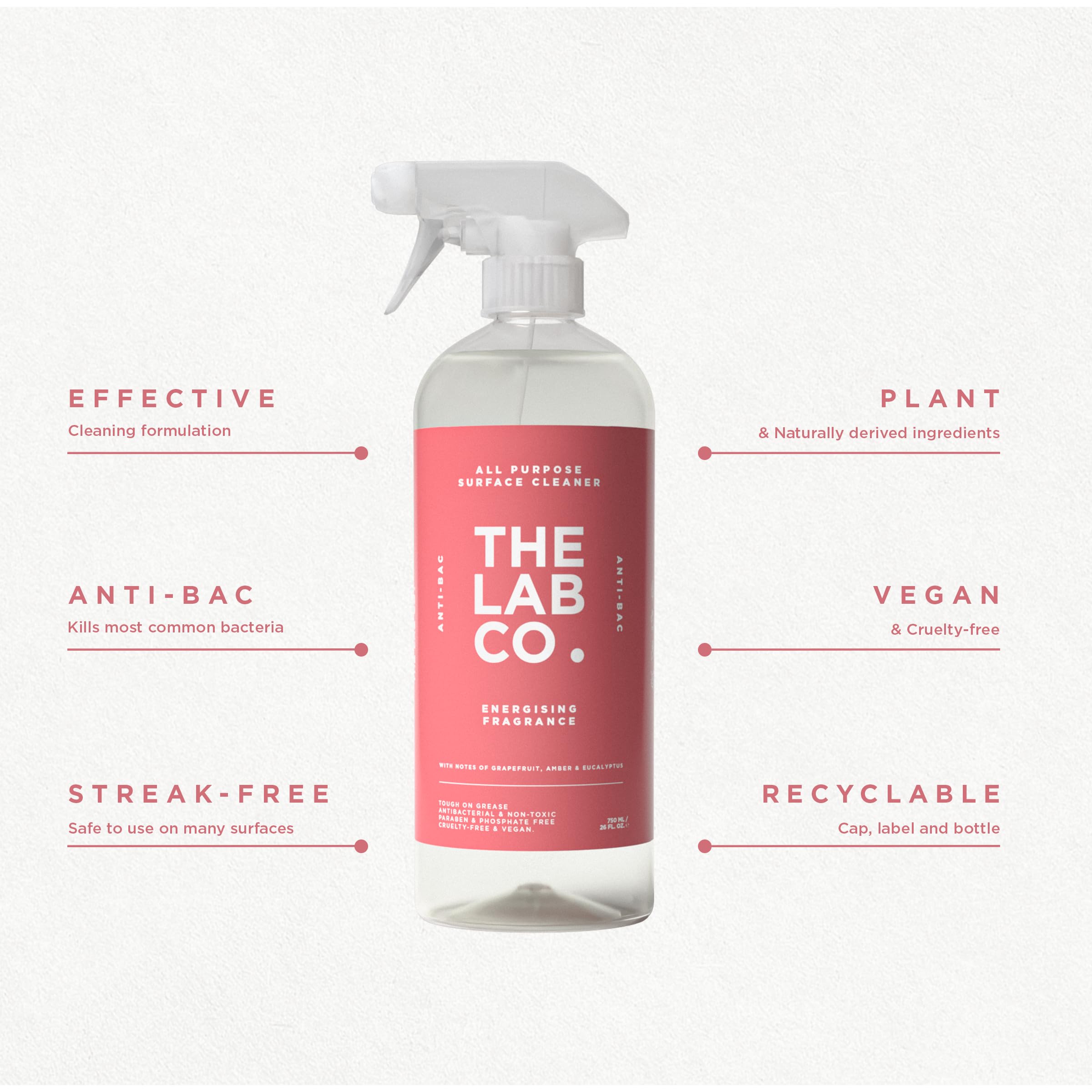 The Lab Co. Antibacterial All Purpose Cleaner - Multi Surface, Streak Free | 750 ml 5