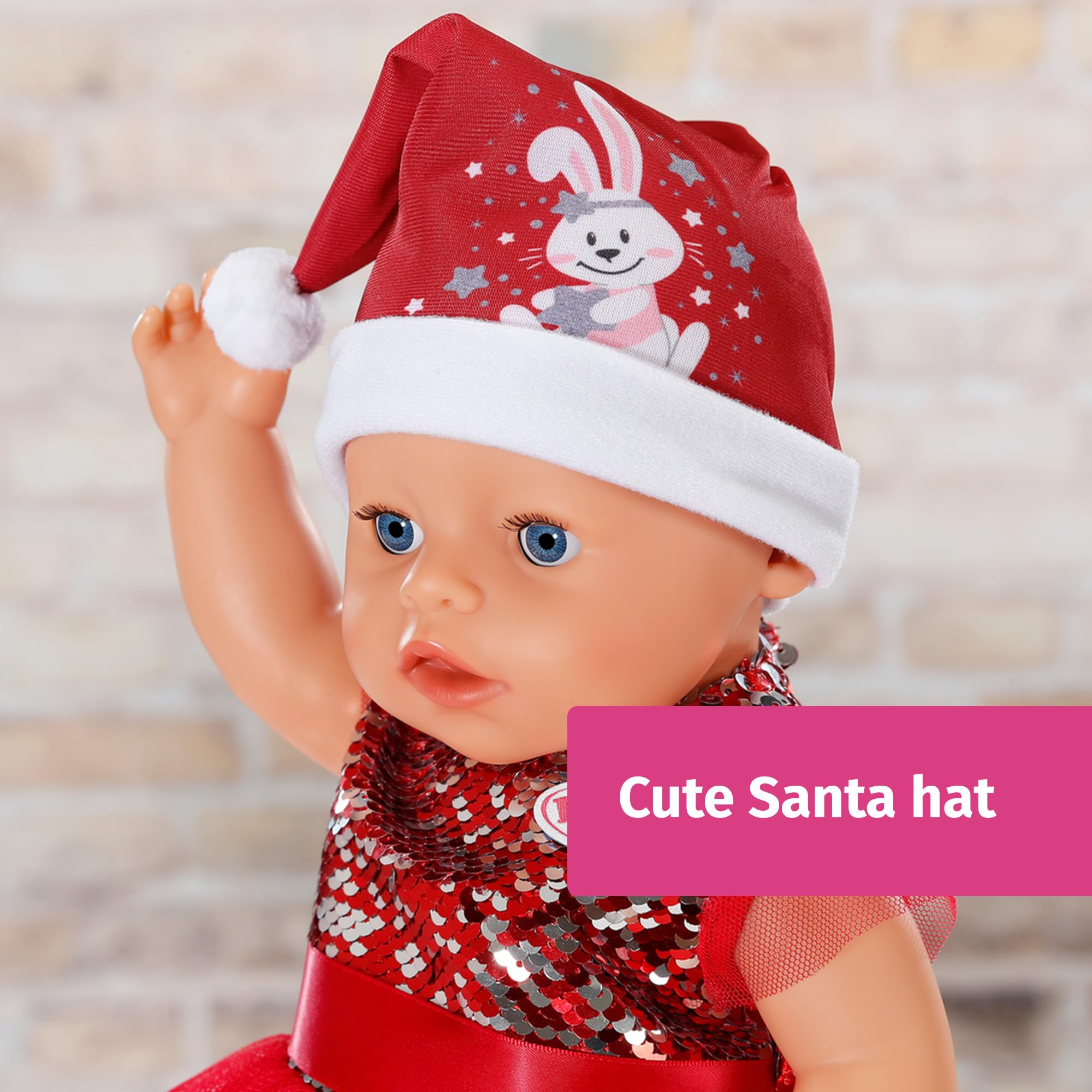 BABY born Christmas Dress - Festive Outfit with Sequins, Leggings & Hat for 43cm Dolls 12