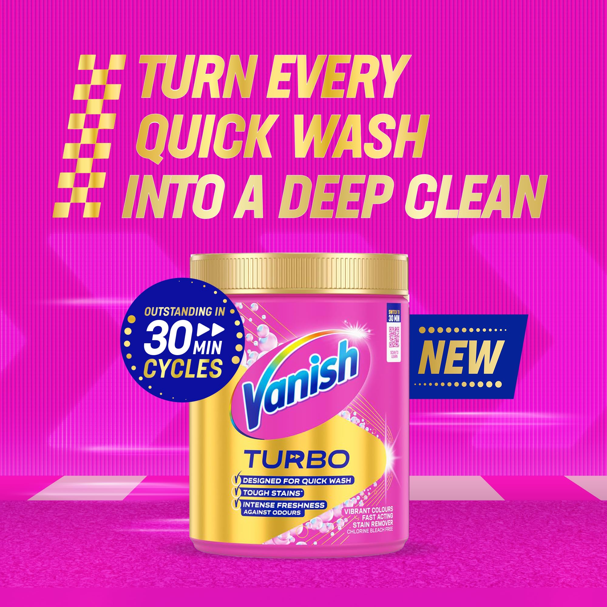 Vanish Turbo Stain Remover Powder - Boosted Oxi Action for Quick Wash | 1.9kg