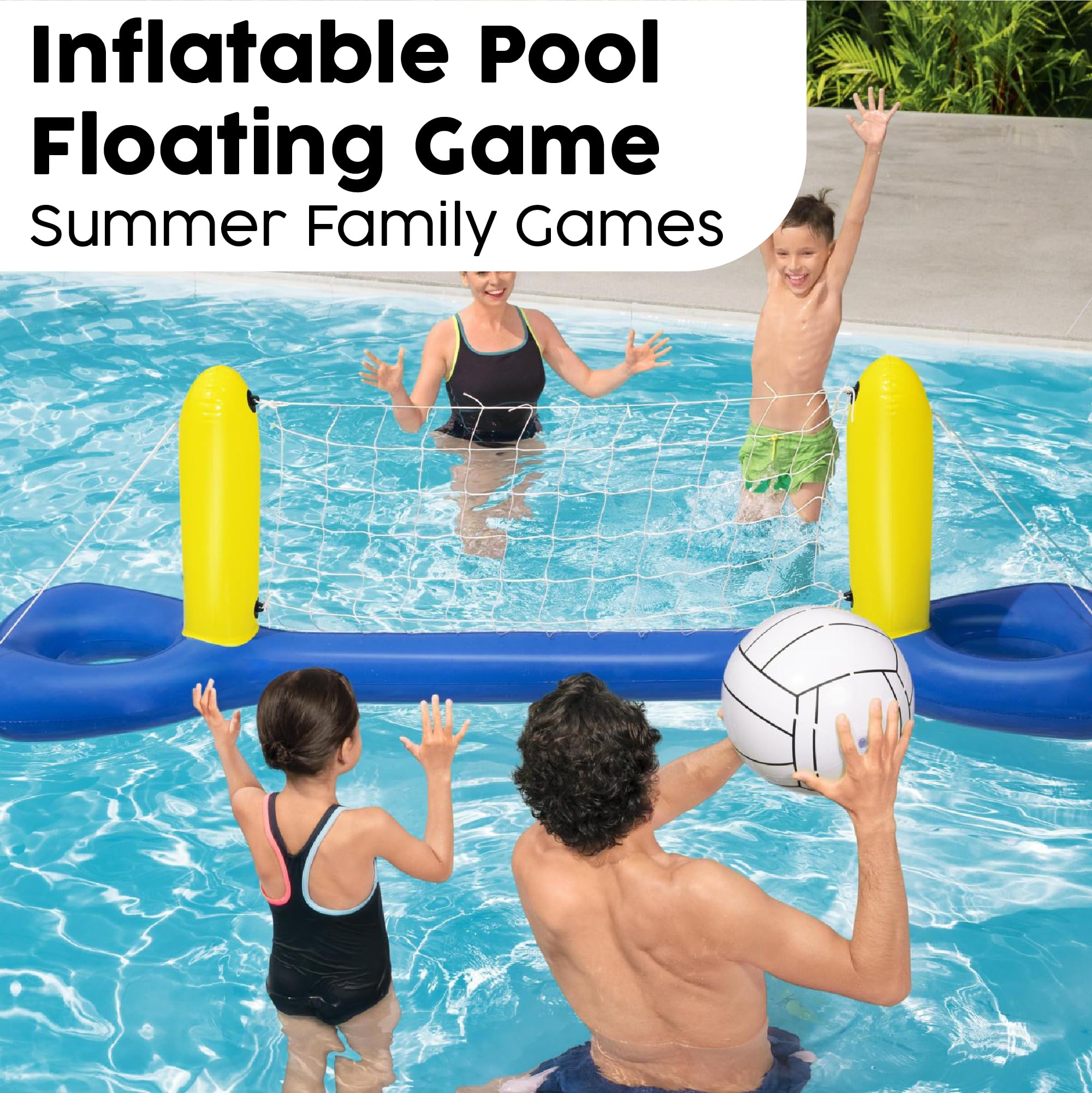 Bestway Inflatable Volleyball Set with Net and Ball for Pool Play | 2.44m x 64cm 3