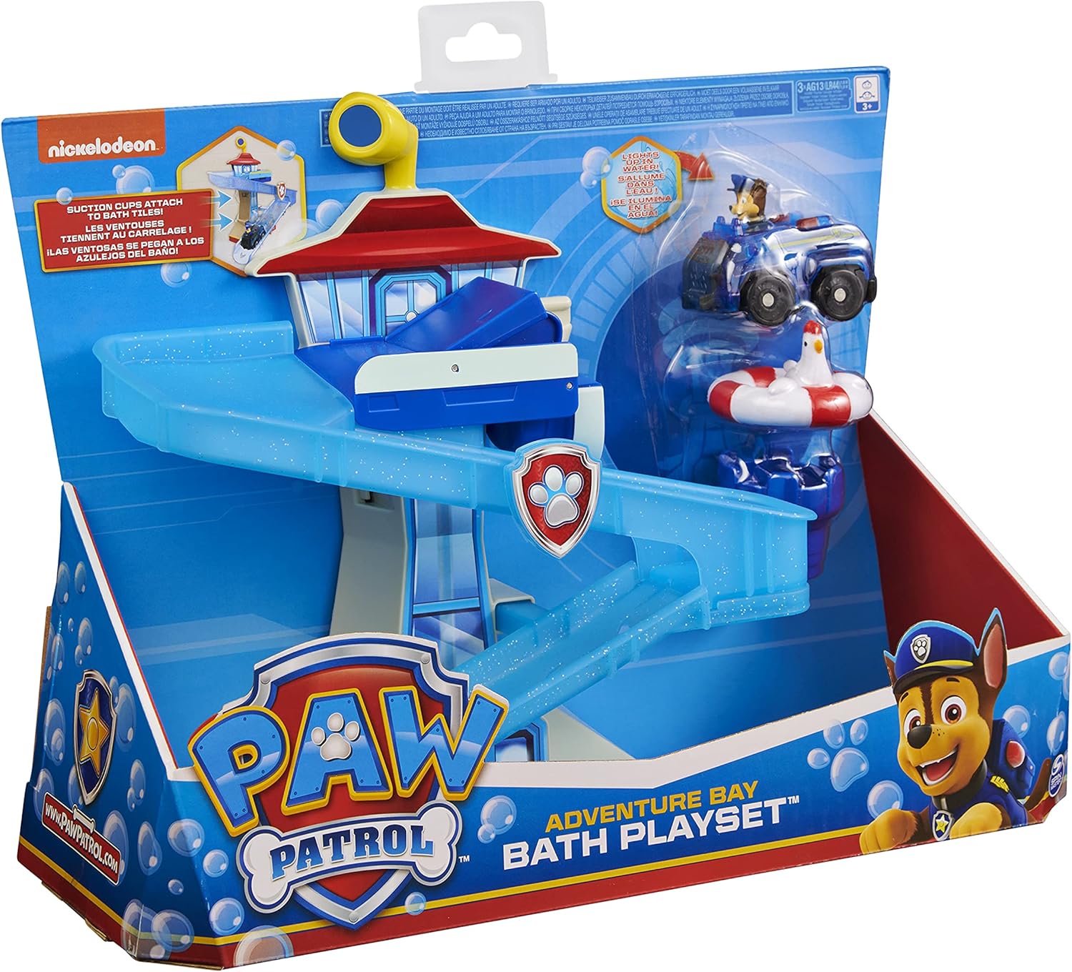 PAW Patrol Adventure Bay Bath Playset with Light-up Chase Vehicle - Ages 3+ 7