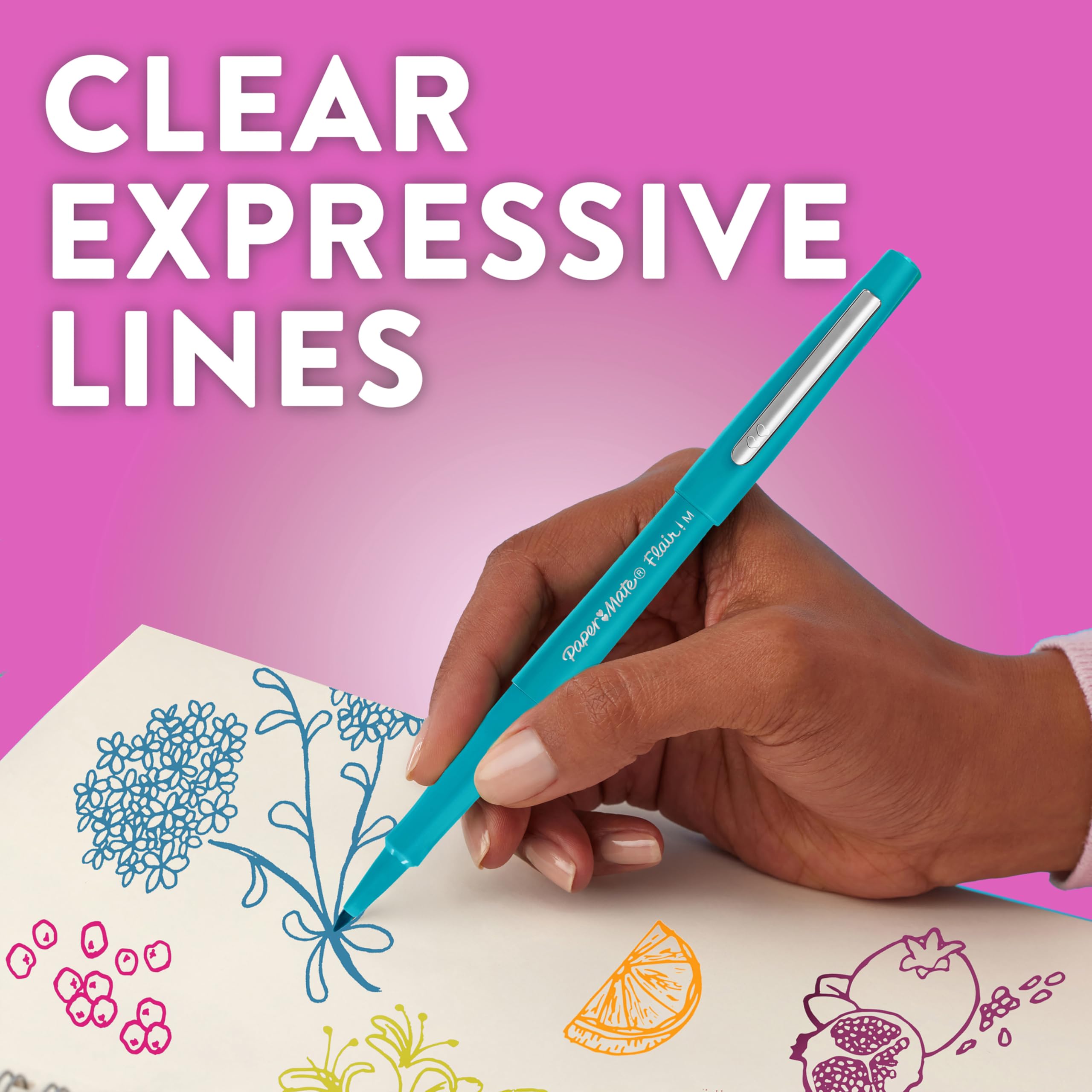 Paper Mate Flair Felt Tip Pens - Medium Point 0.7 mm | 12 Count Assorted Retro Colours | Smudge-Resistant Ink for Journalling & Colouring 5