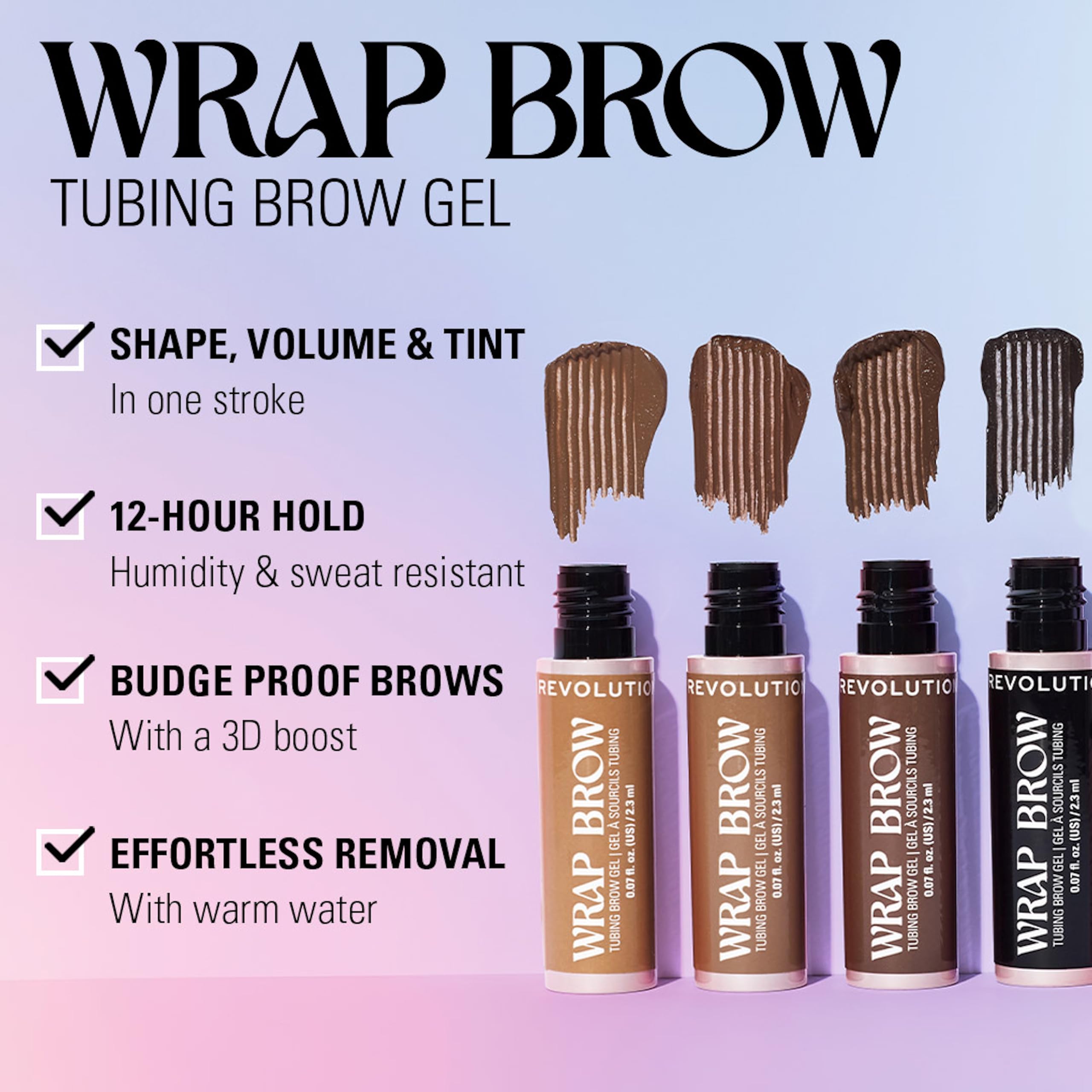 Revolution Beauty London Wrap Brow Tubing Gel - Shape & Sculpt | Ebony Black | 2.3 ml 5