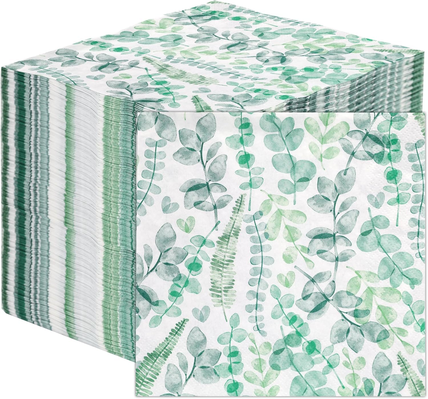 Talking Tables Table Kind Soft Paper Napkins - 100 Pack Eucalyptus Green Leaf Design | 2ply 33cm 1