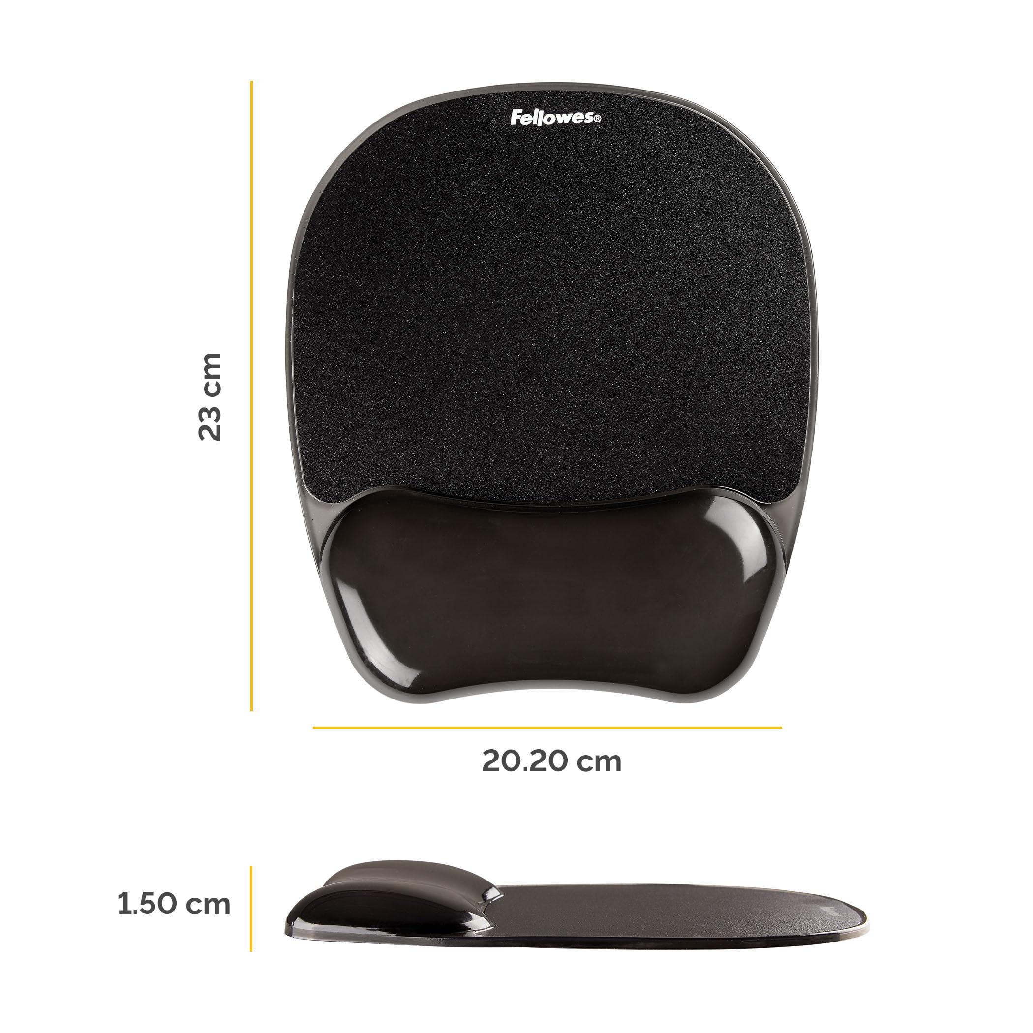 Fellowes Crystals Gel Mouse Mat Wrist Support - Ergonomic Comfort | Stain Resistant | Black 2