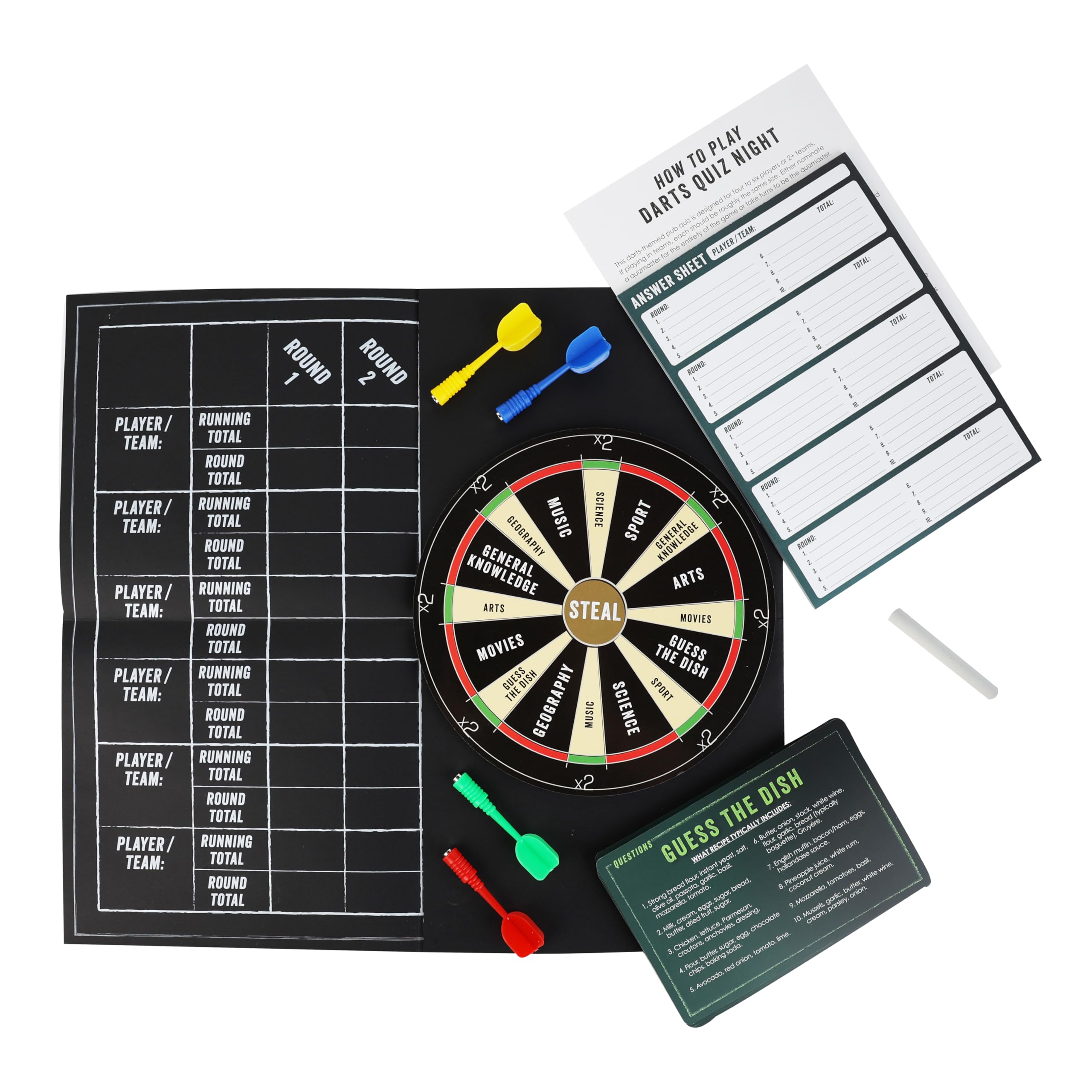 Talking Tables Magnetic Darts Quiz Night Pub Game - Trivia & Dartboard Hybrid