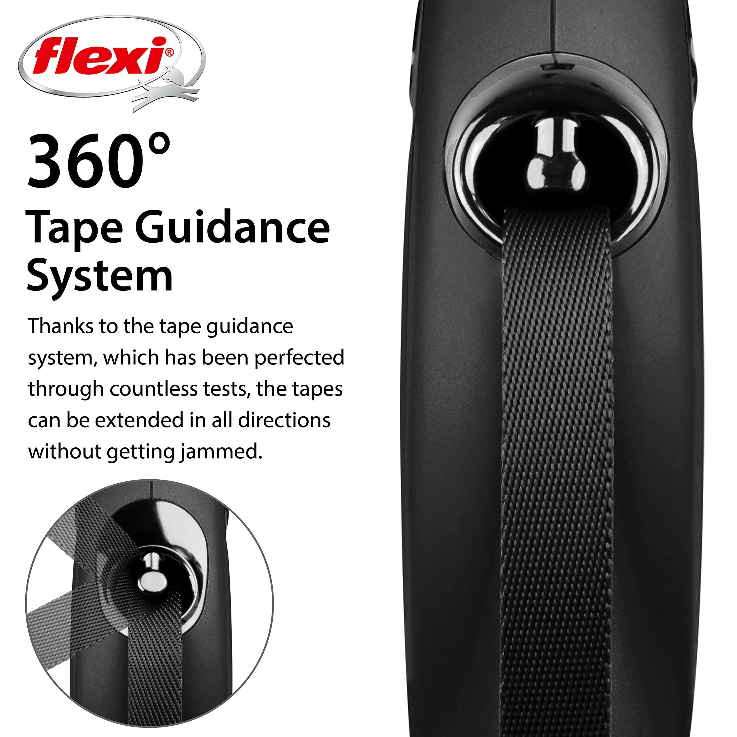 flexi New Classic Retractable Lead Tape Large 5m Black | For Dogs up to 50kg 4