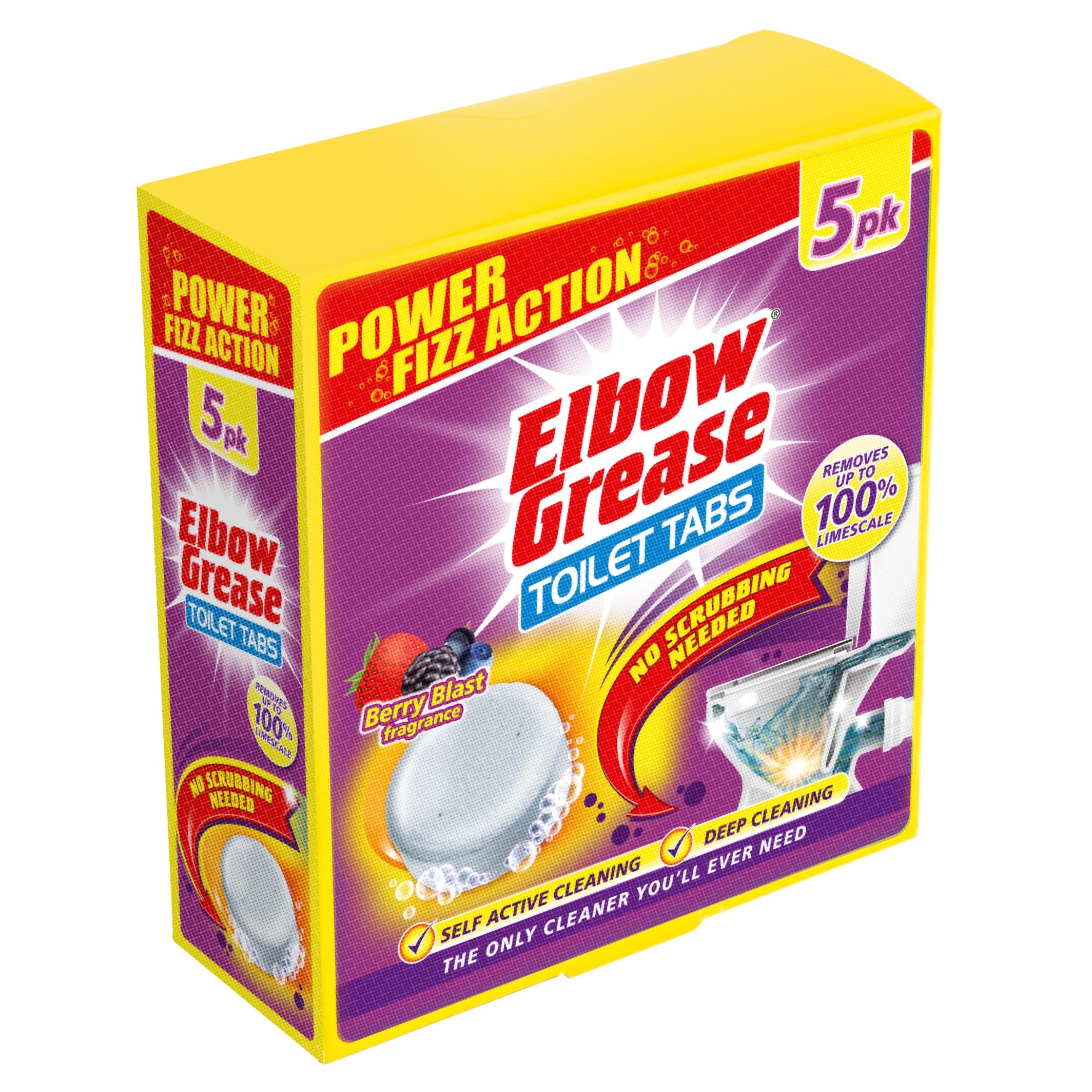Elbow Grease Toilet Cleaner Tabs - Berry Blast | Removes 100% Limescale | 5 Count