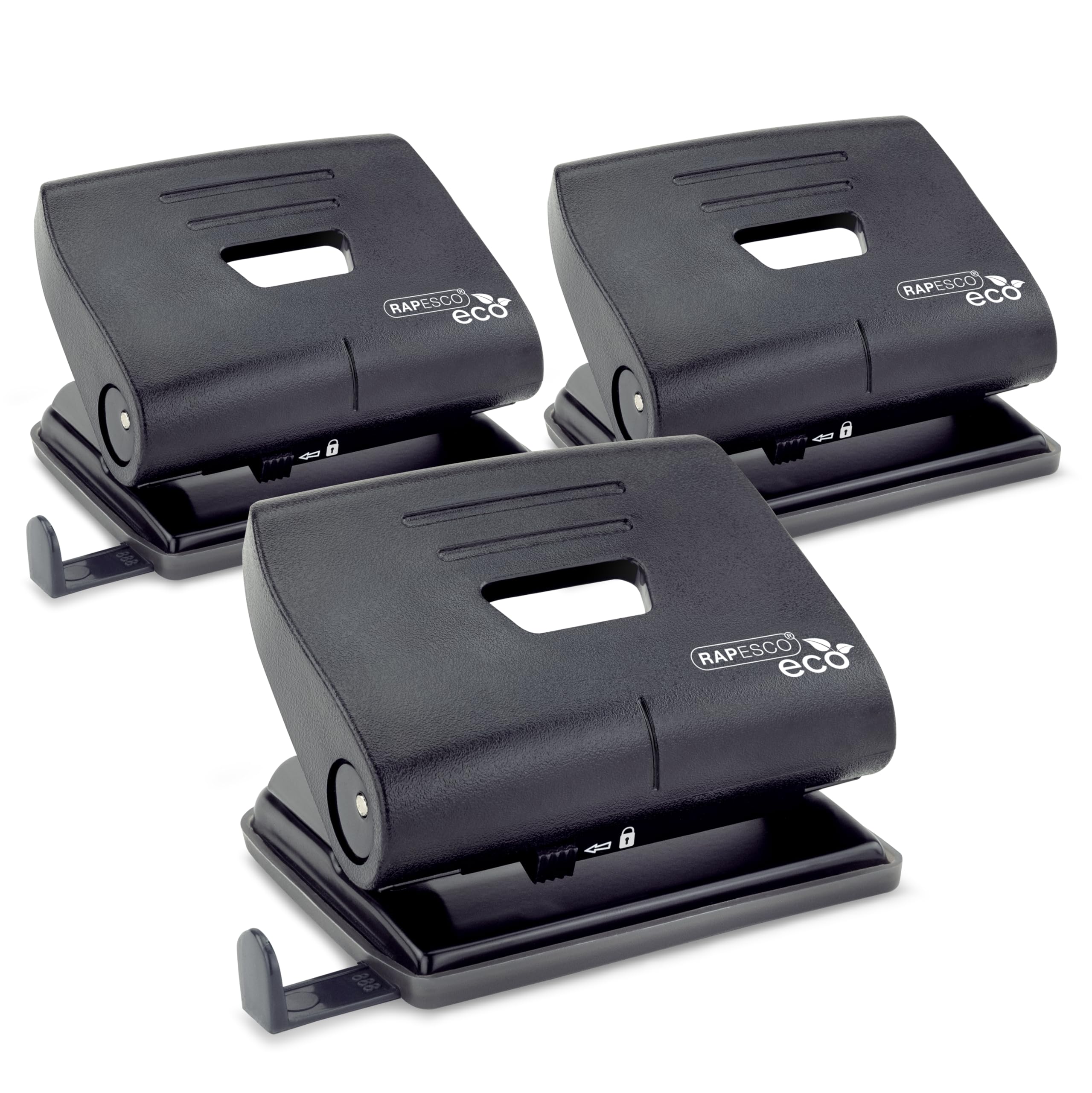 RAPESCO ECO 2-Hole Punch - 22 Sheet Capacity | Black | Pack of 3