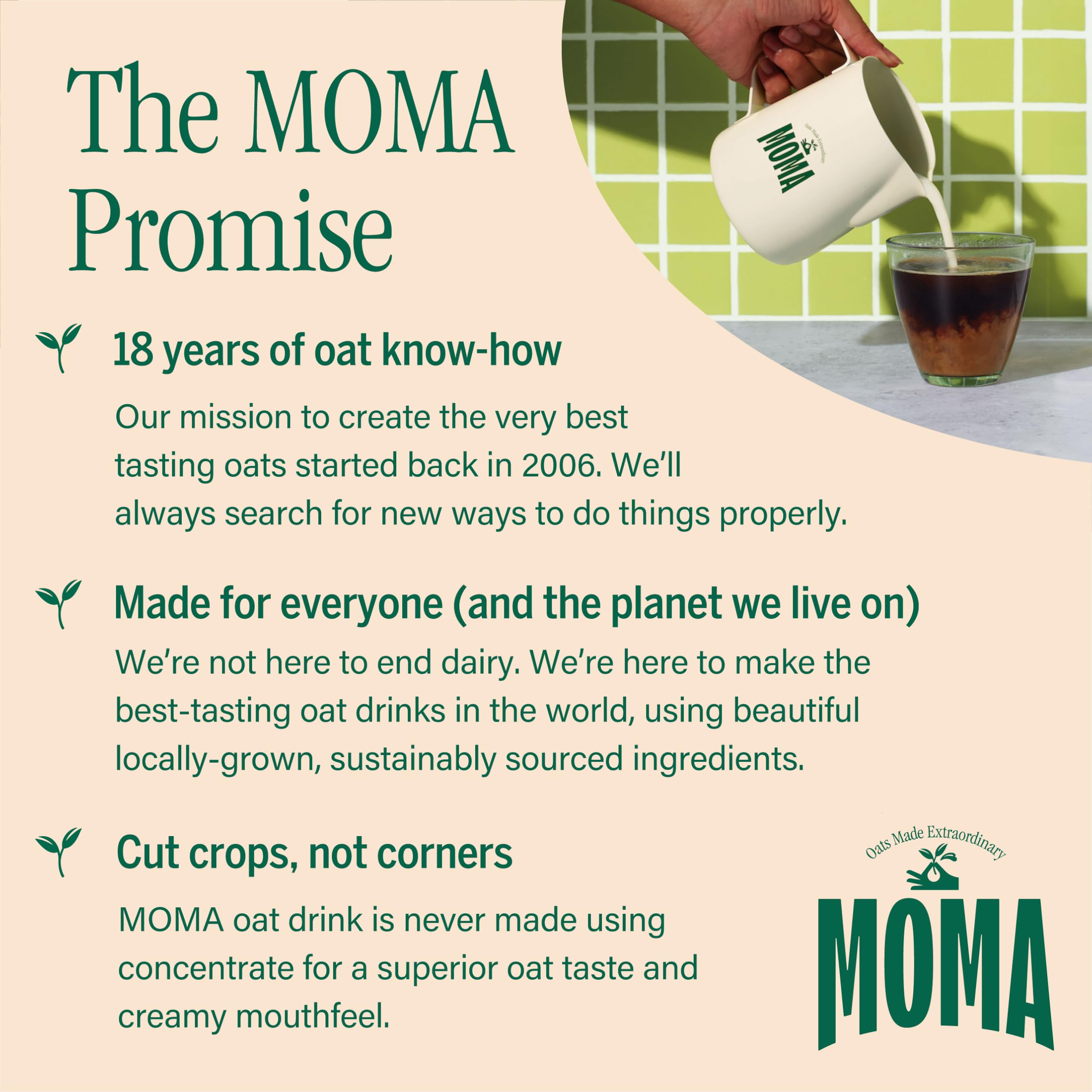 MOMA Barista Edition Oat Drink - 1L - Unsweetened Plant-Based Oat Milk for Coffee, Fortified with Vitamins D, B2 & B12 8