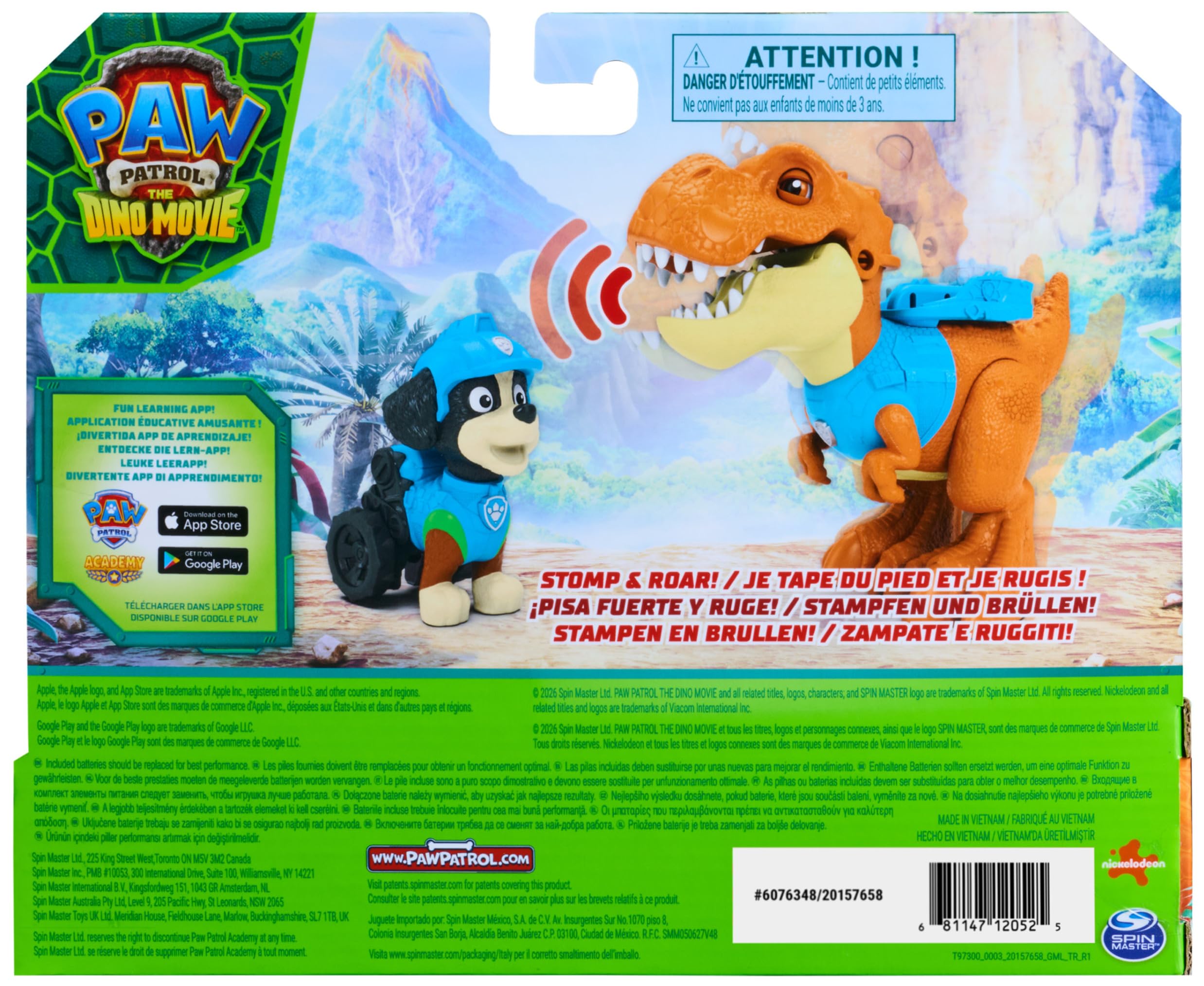 Paw Patrol Dino Movie Rex Roaring Pup Pals Figure Set with Articulated Timmy Dinosaur | Ages 3+ 8