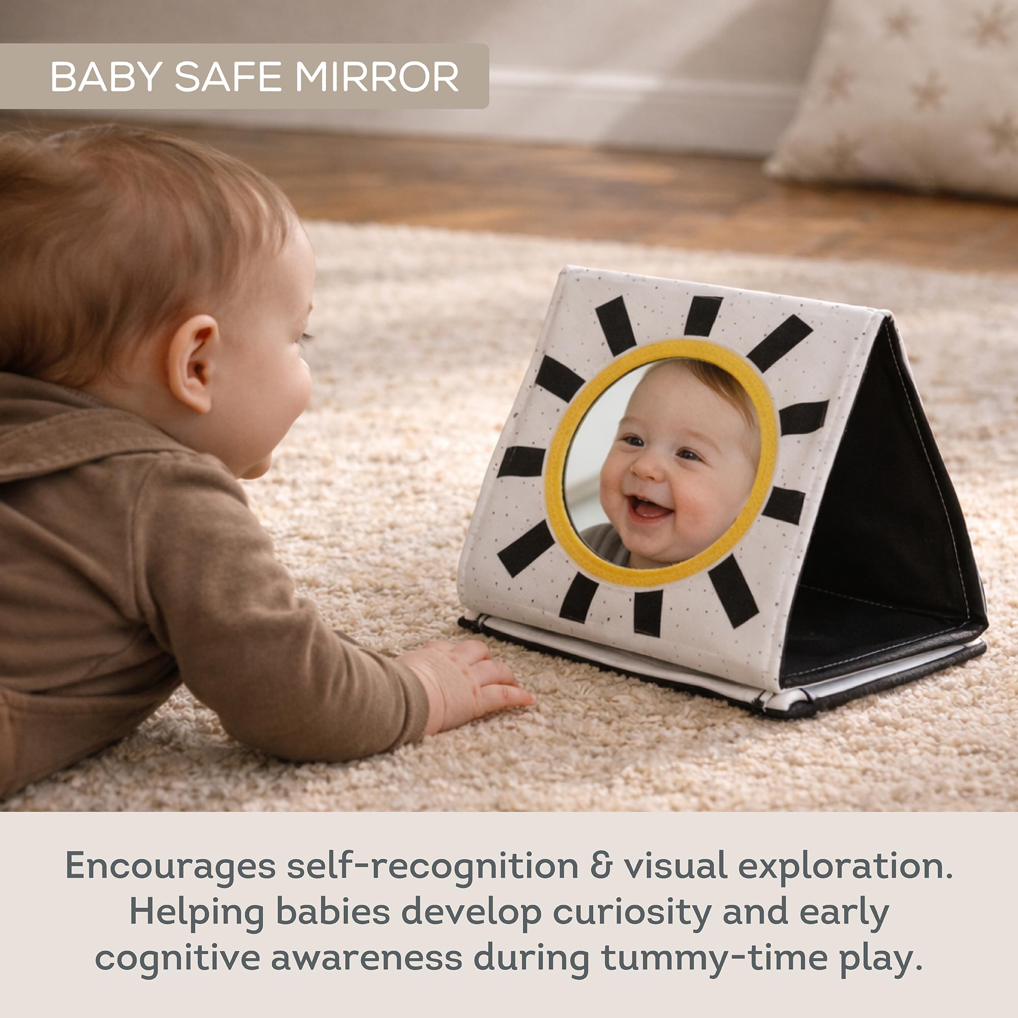 Taf Toys Savannah 3 in 1 Newborn Pram Book - High Contrast Sensory Tummy Time Toy | Birth+