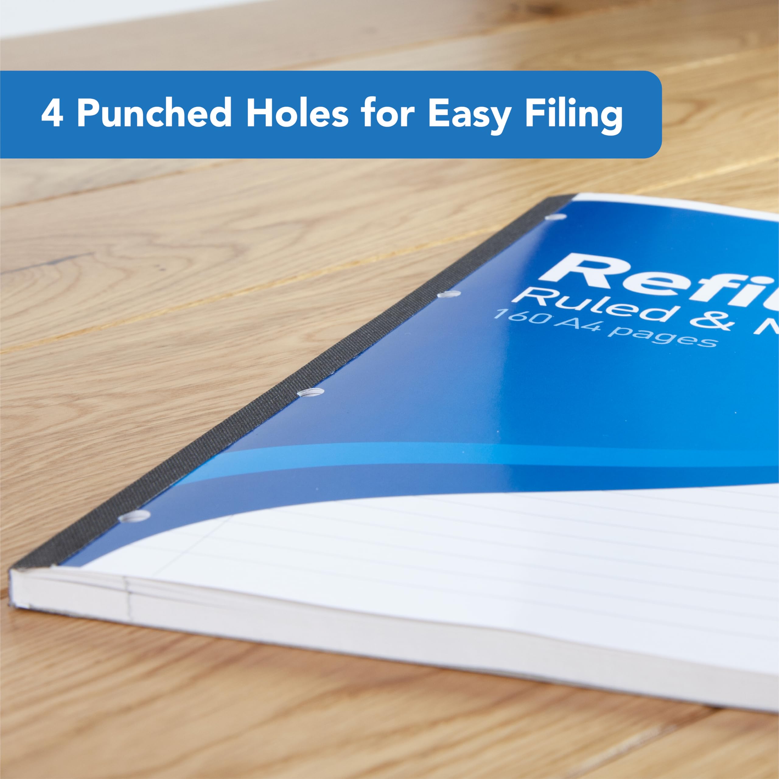 SUMMIT A4 Lined Refill Pad - 160 Pages, 8mm Ruled with Margin, 4-Hole Punched