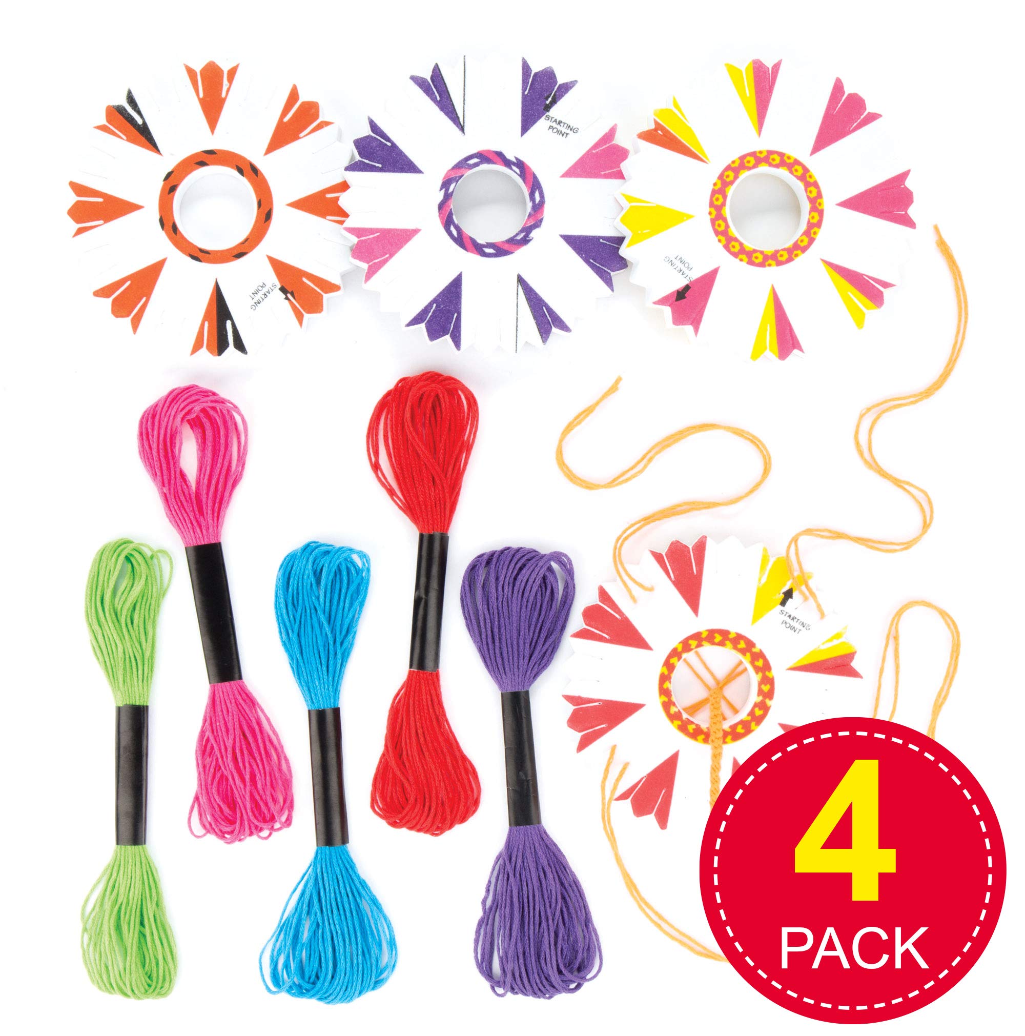 Baker Ross Make Your Own Braided Friendship Bracelets Kit - 4 Pack | Ages 8+ | Foam & Thread