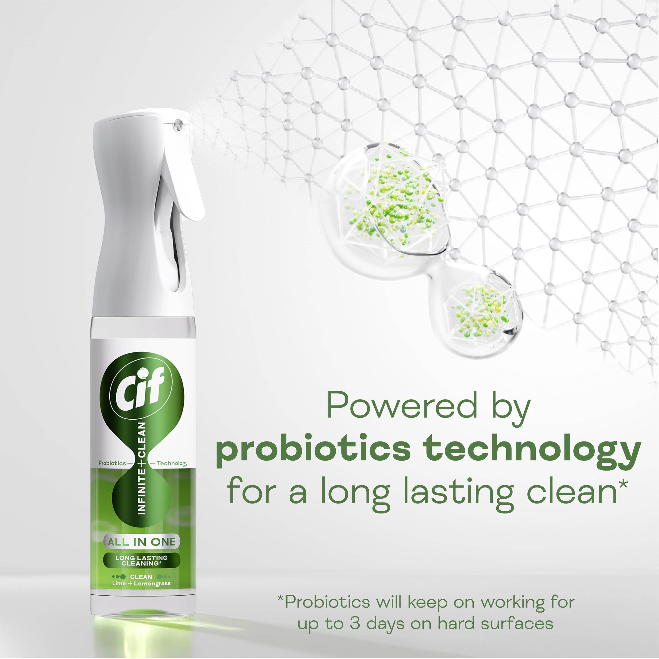 Cif Infinite Clean All-in-One Cleaner Spray Lime & Lemongrass | Probiotics Technology | 280 ml 6