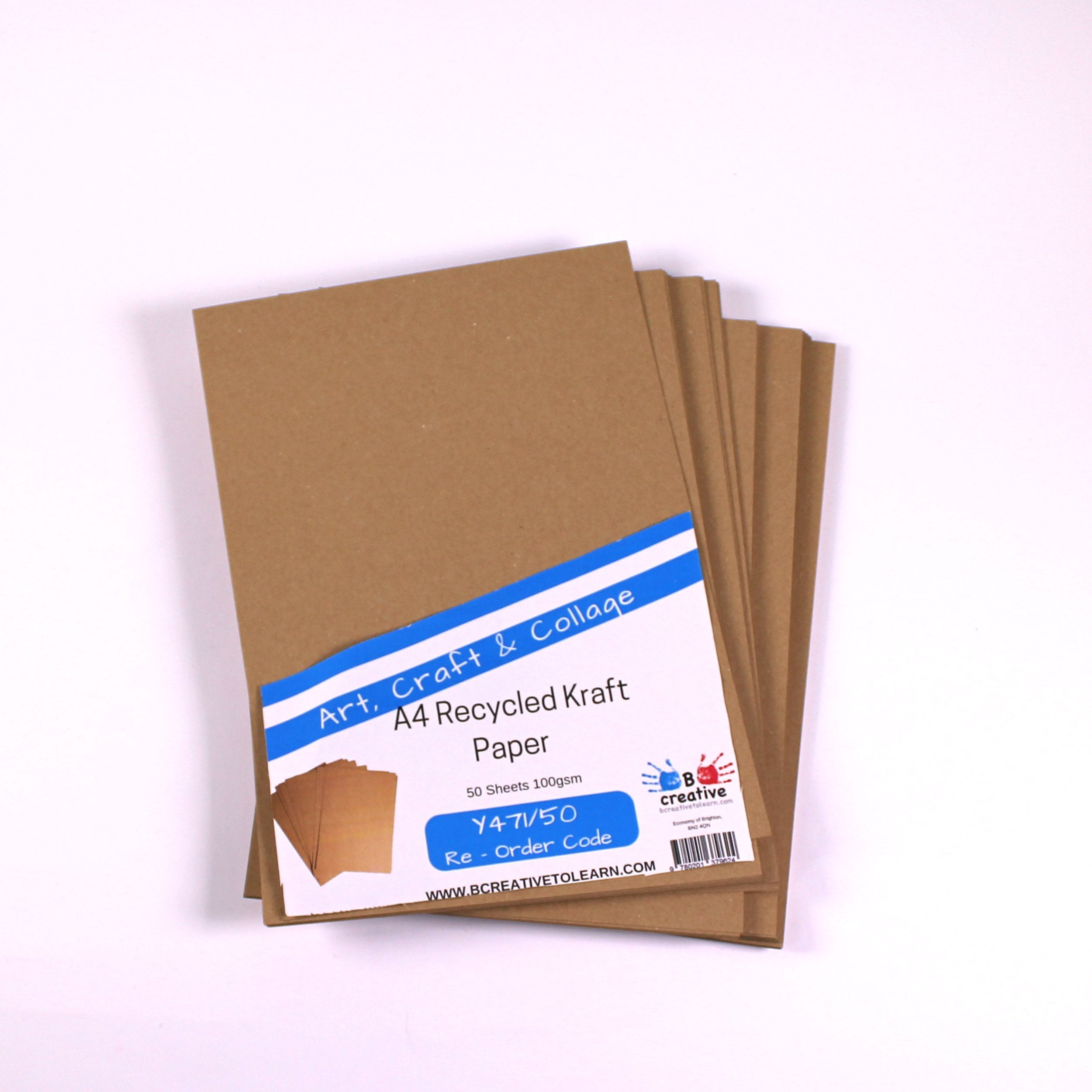 Be Creative A4 Recycled Kraft Paper - 100gsm Weight | 50 Sheets | Double Sided