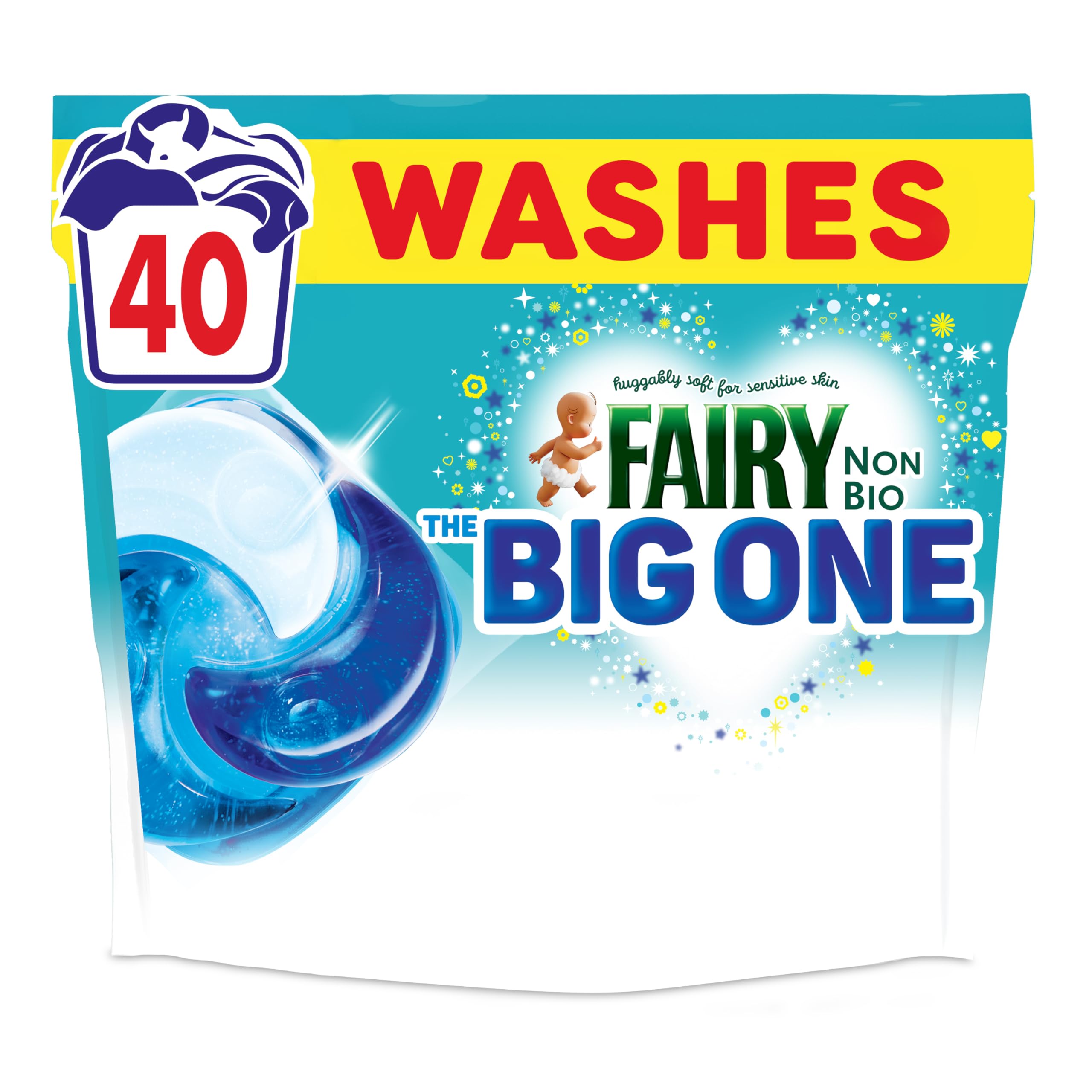 Fairy Non Bio The Big One PODS Laundry Detergent Capsules for Sensitive Skin, Floral Scent, 40 Count 1