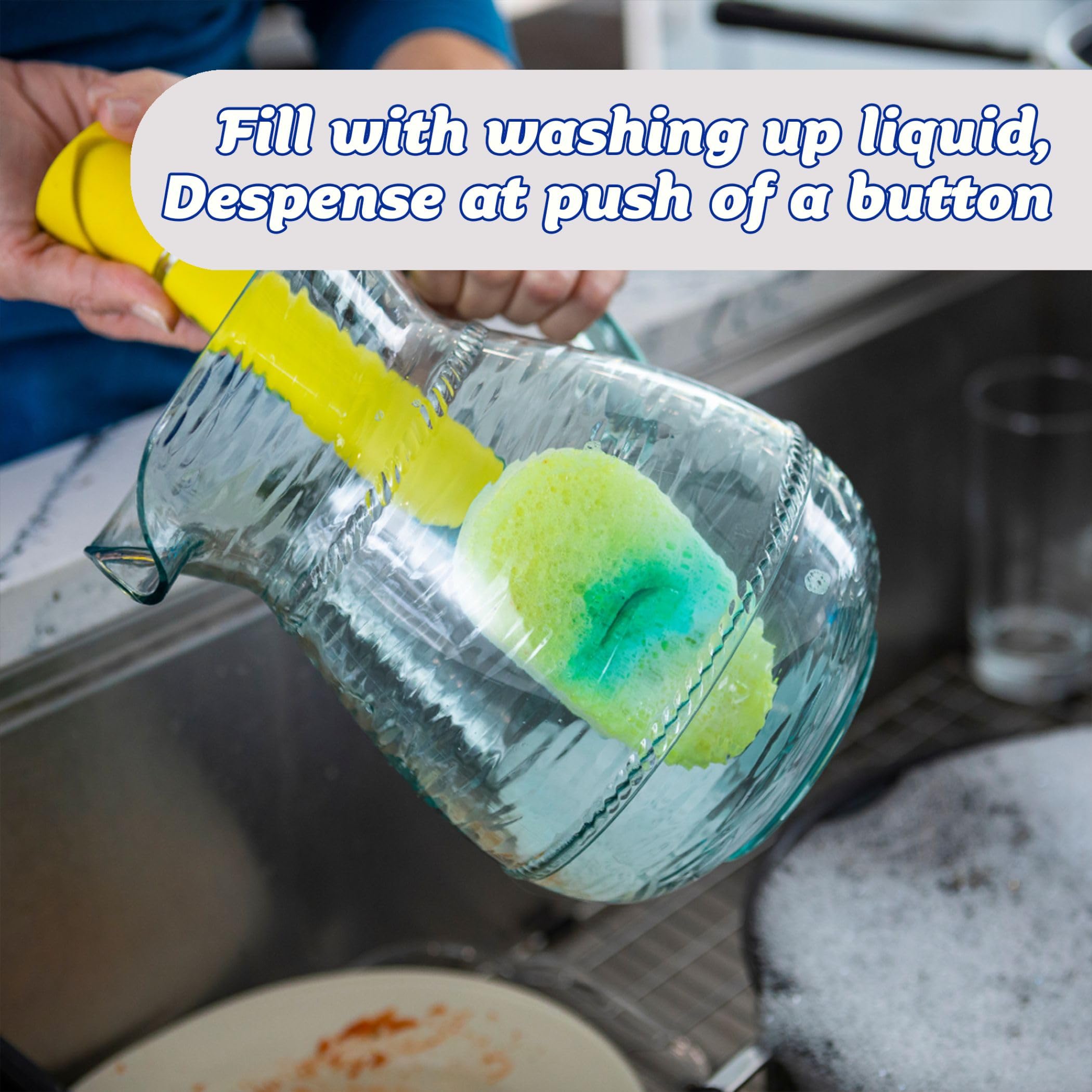 Scrub Daddy Dish Wand Replacement Heads - 2 Pack | Soap Dispensing Compatibility | Fast-Drying 3