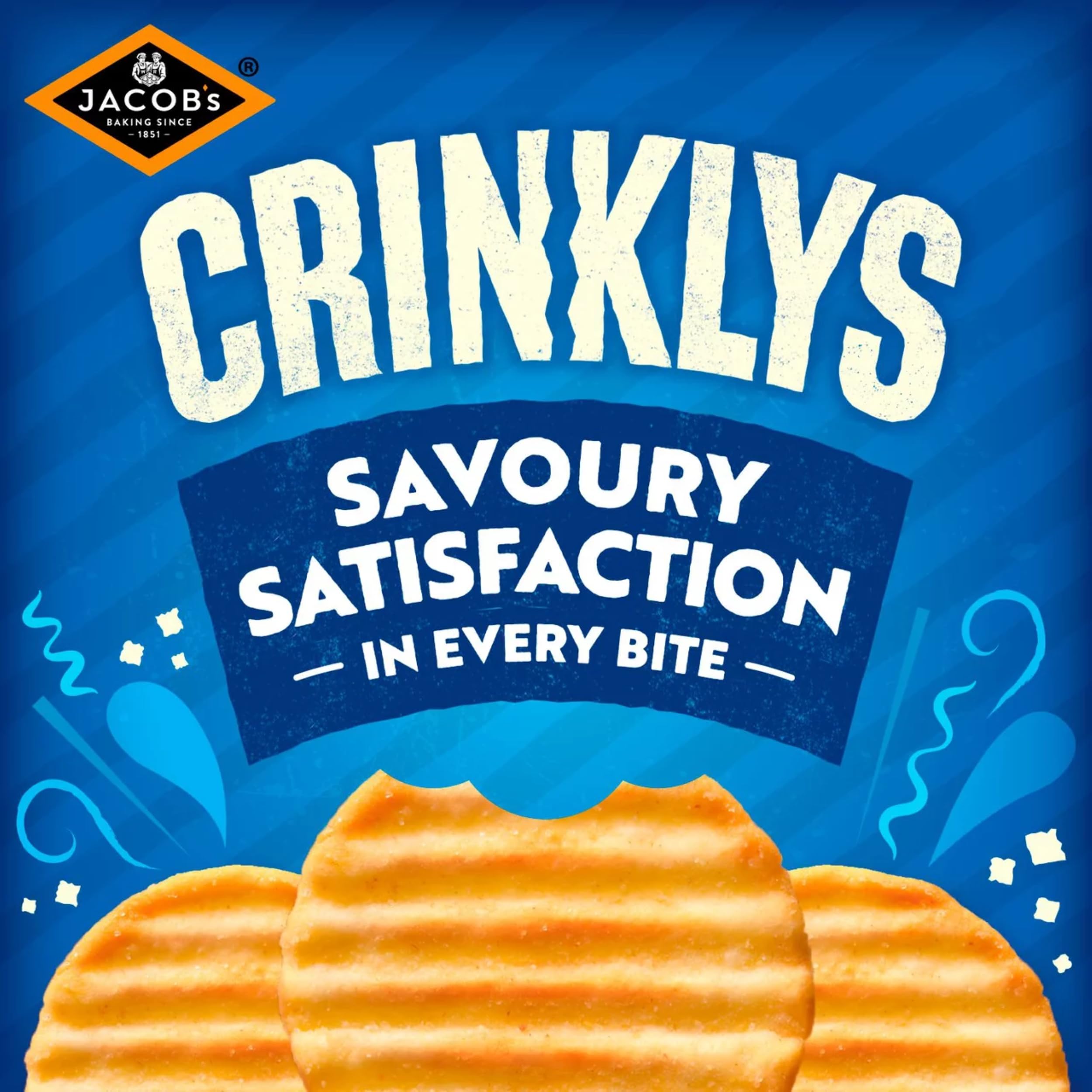 Jacob's Crinklys Salt & Vinegar Baked Snacks Share Bag, 150g 3