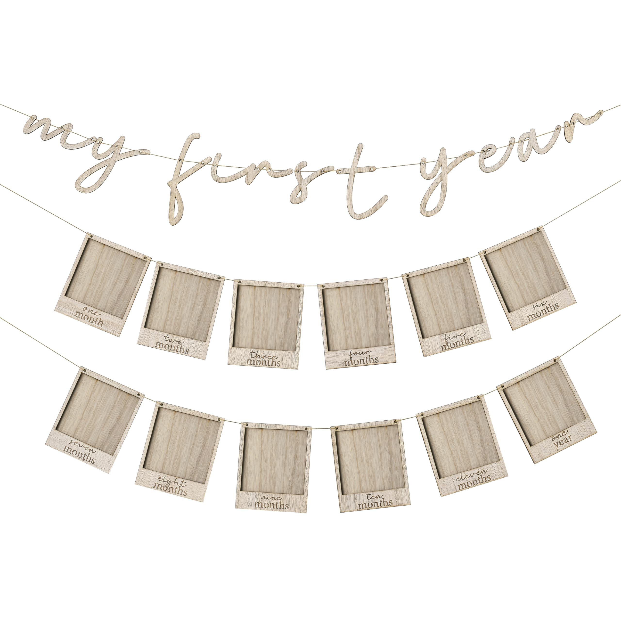 Ginger Ray My First Year Wooden Letter Bunting Garland - 12x Photo Frames with Pegs 3