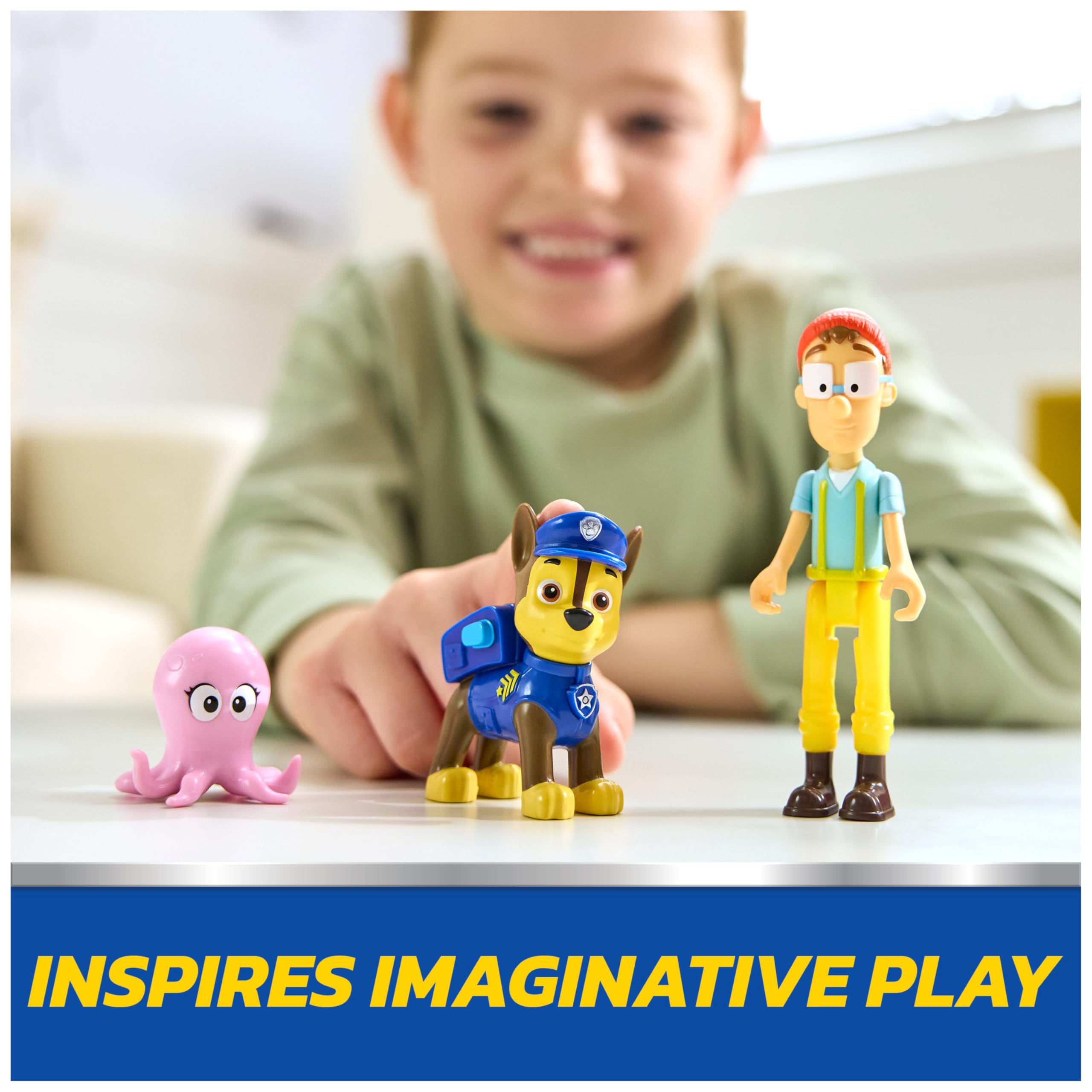 Paw Patrol Chase & Captain Turbot Figure Pack with Baby Octopus Toy Figure | Ages 3+ | 3 Figures Included