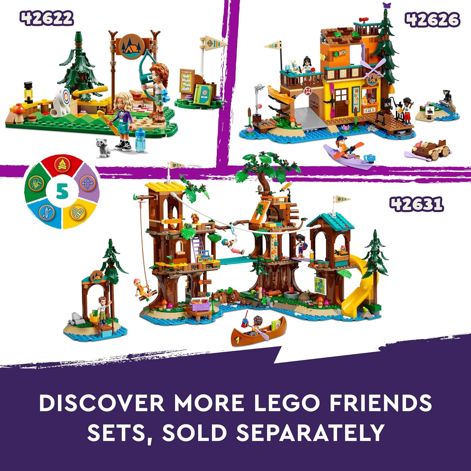 LEGO Friends Adventure Camp Cosy Cabins - Camping Playset with Mini-Dolls & Bikes for Ages 7+ 5