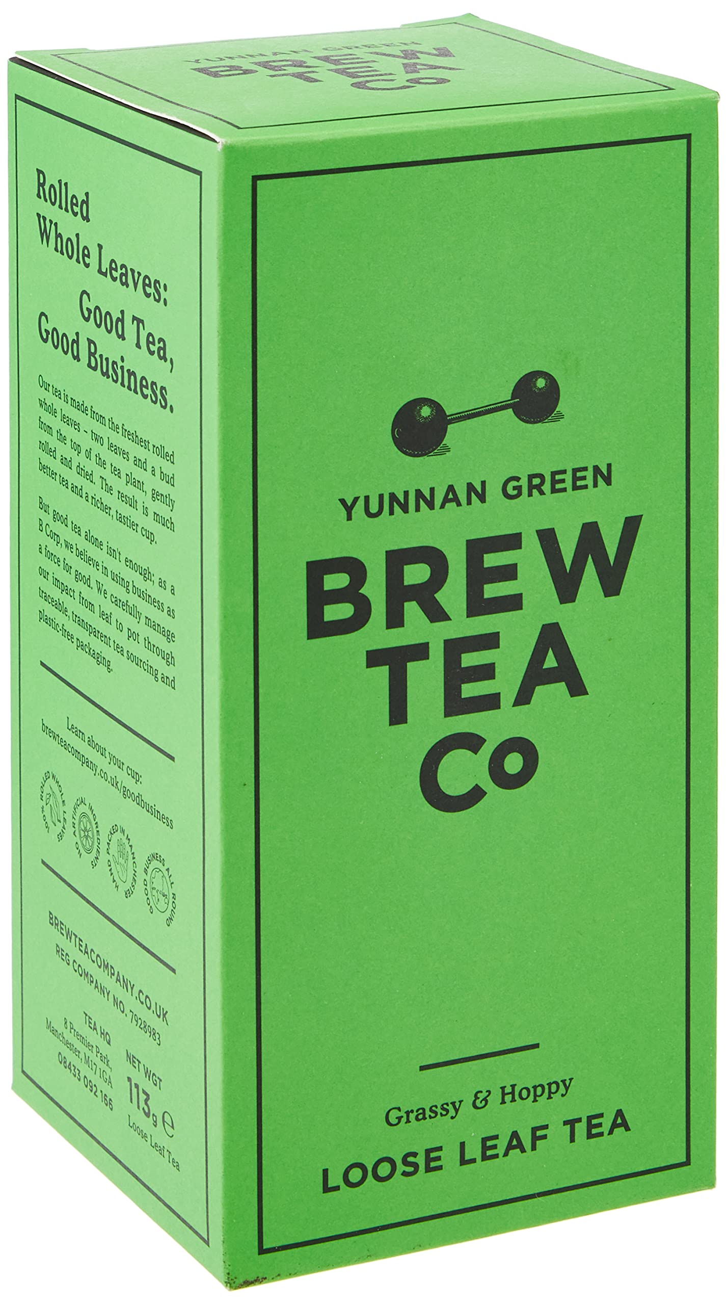 Brew Tea Co Yunnan Green Tea - Grassy & Hoppy Flavor | 113g Loose Leaf 1
