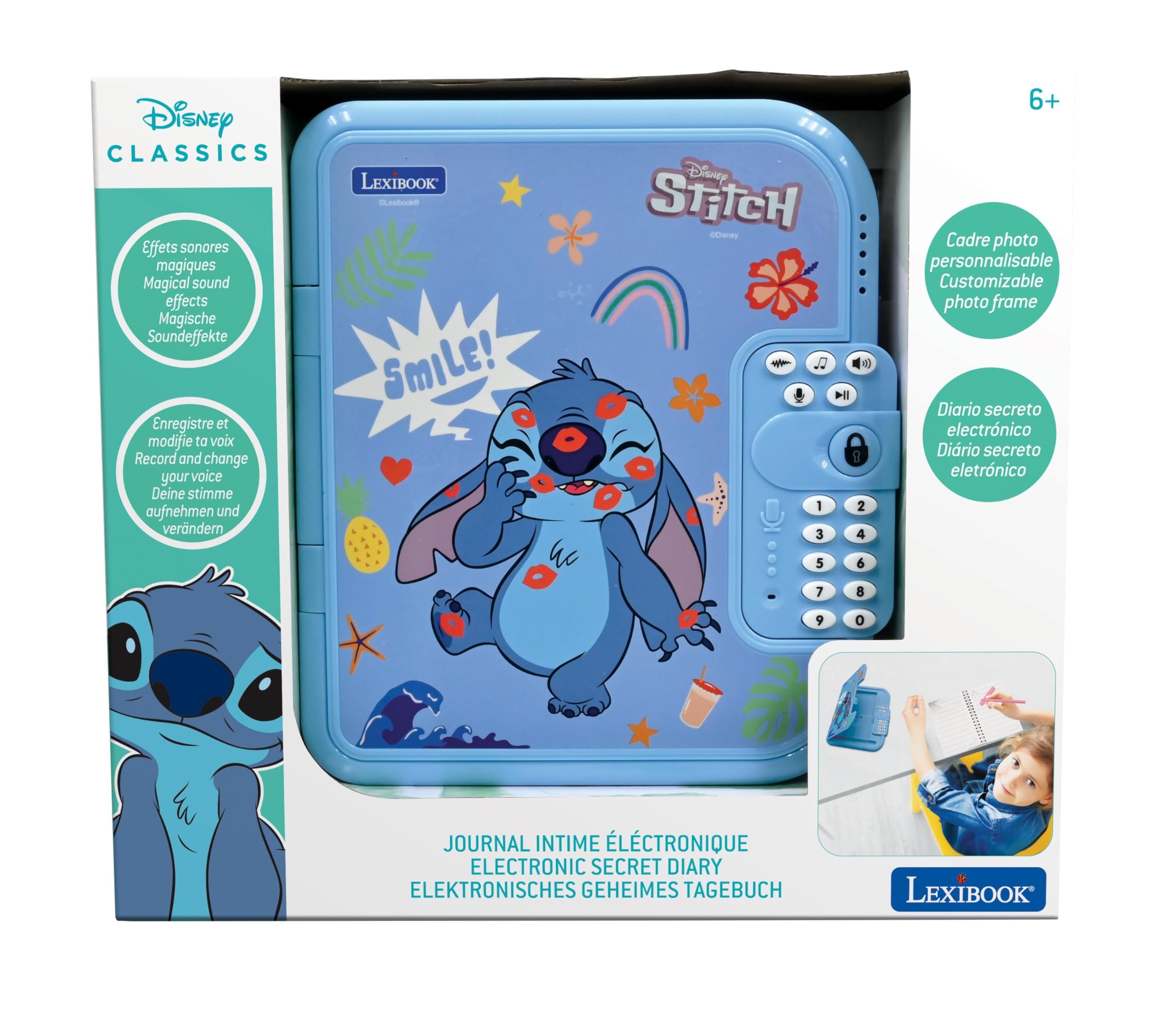 Lexibook Disney Stitch Electronic Secret Diary - Password Protected with Pen, Voice Recorder & Sound Effects, Blue 9