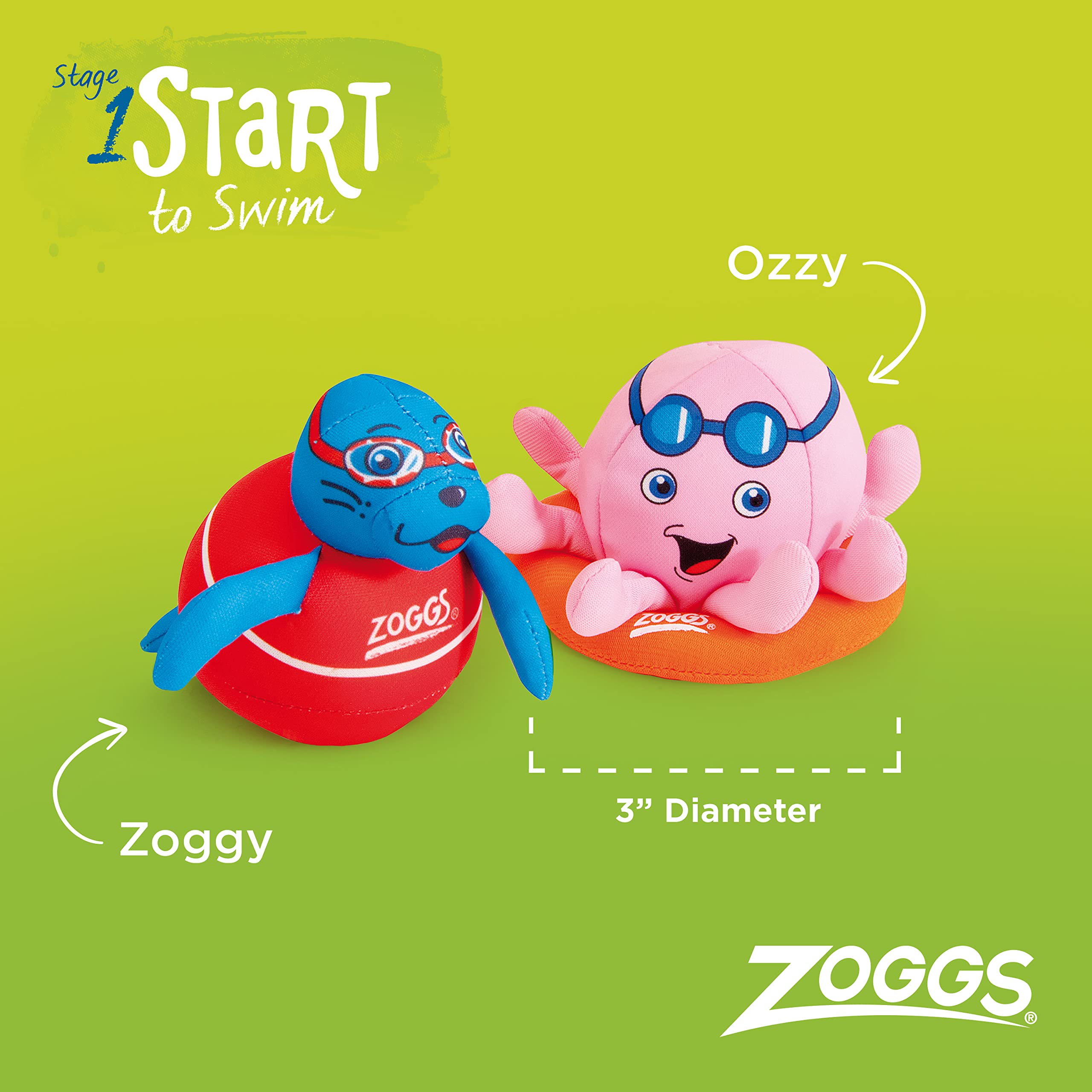 Zoggs Zoggy Soakers Sponge Toys - Set of 2 Fun Foam Characters | Ages 3 Months+