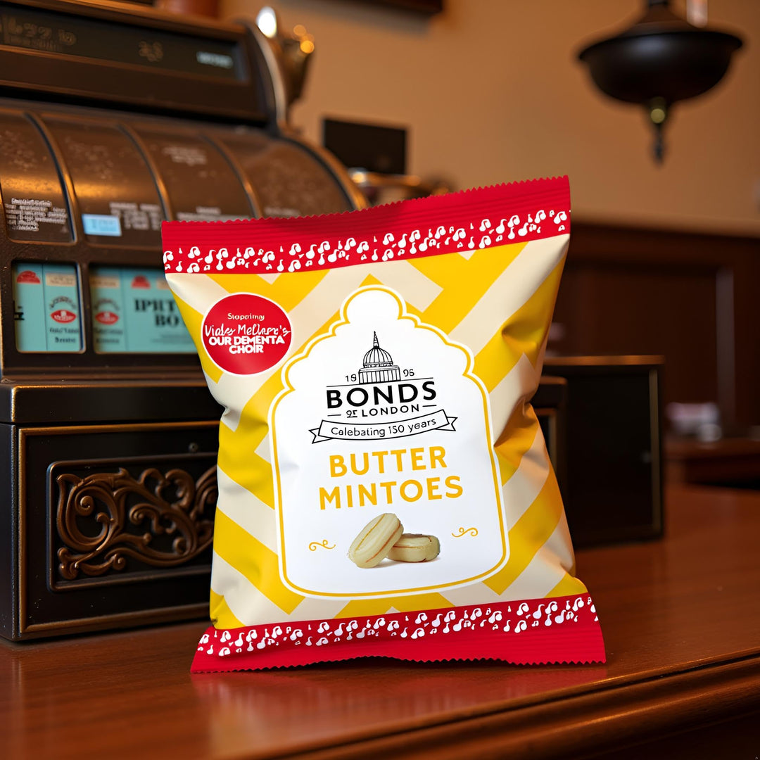 Bonds of London Butter Mintoes, Retro Boiled Sweets, Vegetarian Friendly, 120g (Pack of 12)