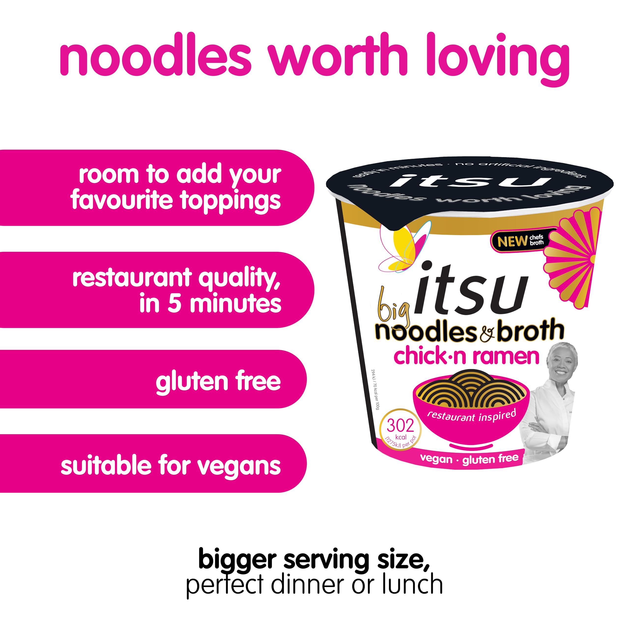 Itsu Big Chickn Ramen Instant Noodles & Broth Pot 93g - Pack of 4 | Gluten Free | Vegan | Quick-to-Make Japanese Style Noodles 5