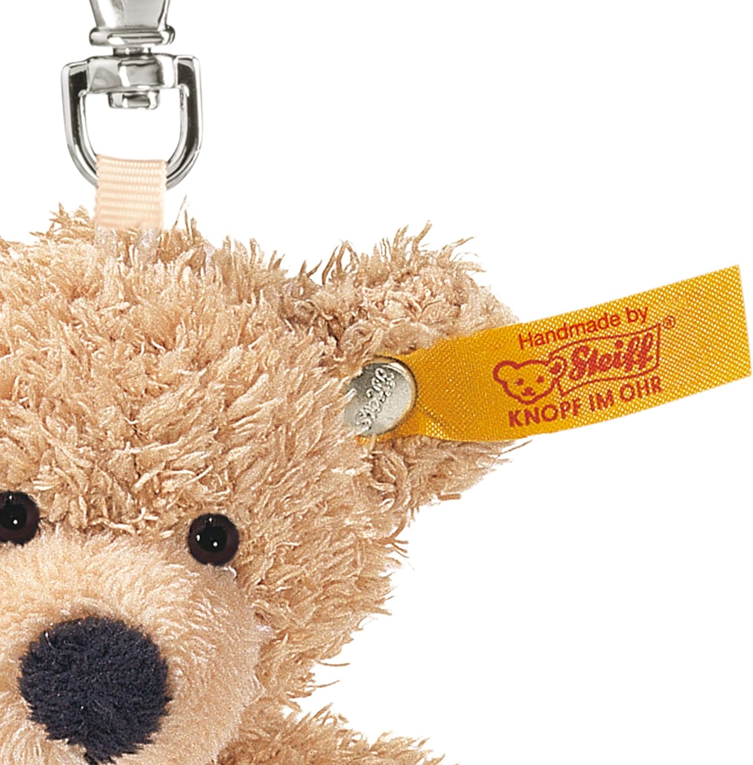 Steiff Fynn Teddy Bear Keyring - Plush Beige 12cm with Button in Ear 5