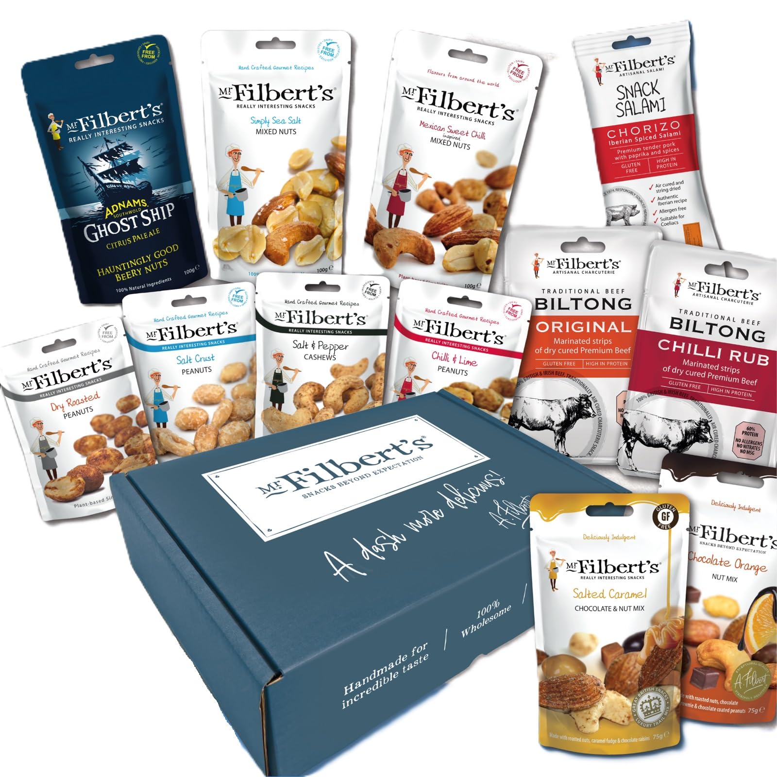 Mr Filbert's For Him Selection Box - Nuts, Olives & Cured Meats Snack Gift 6
