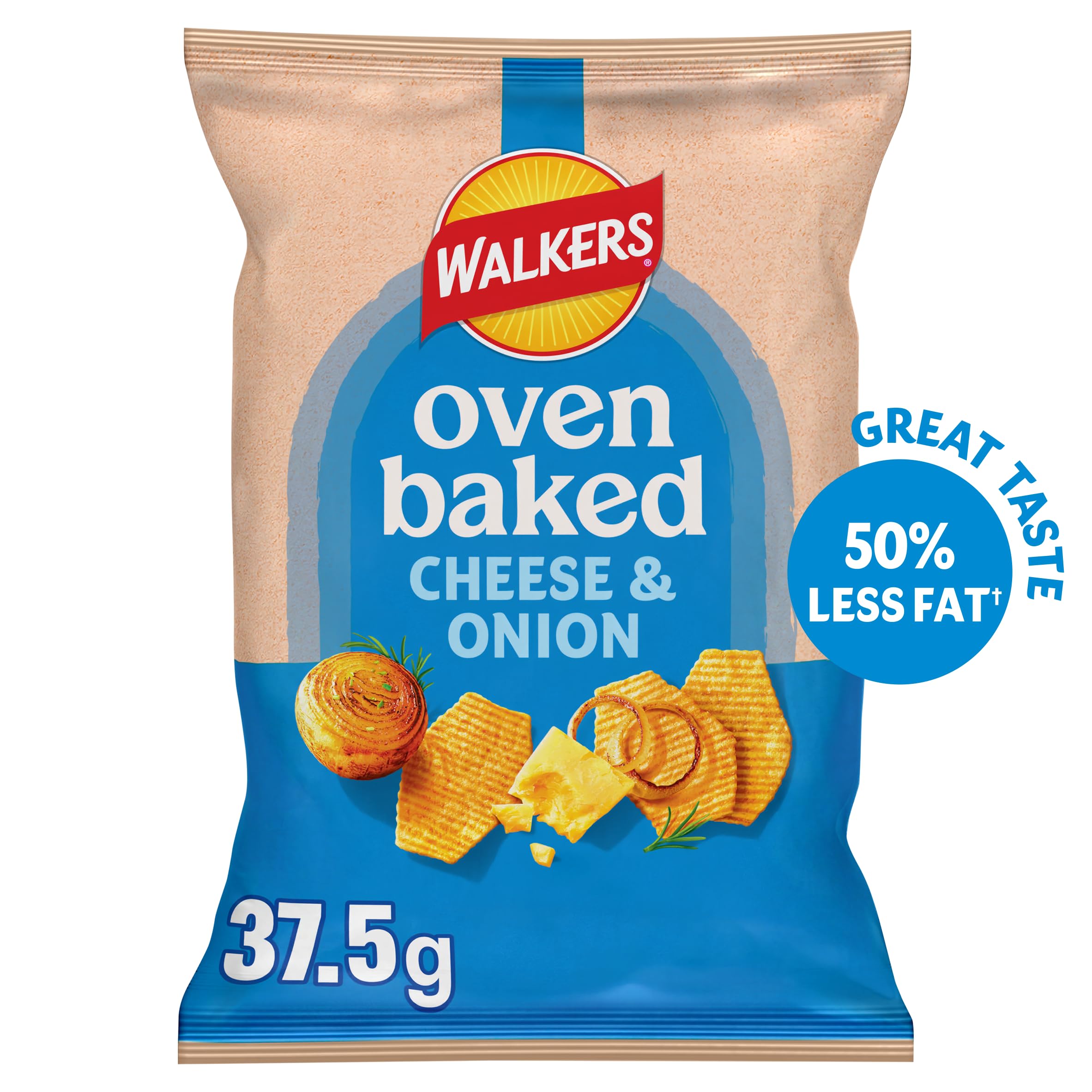 Walkers Baked Cheese & Onion Snacks Crisps - 50% Less Fat | Baked, Not Fried | 32 x 37.5g Multipack 3