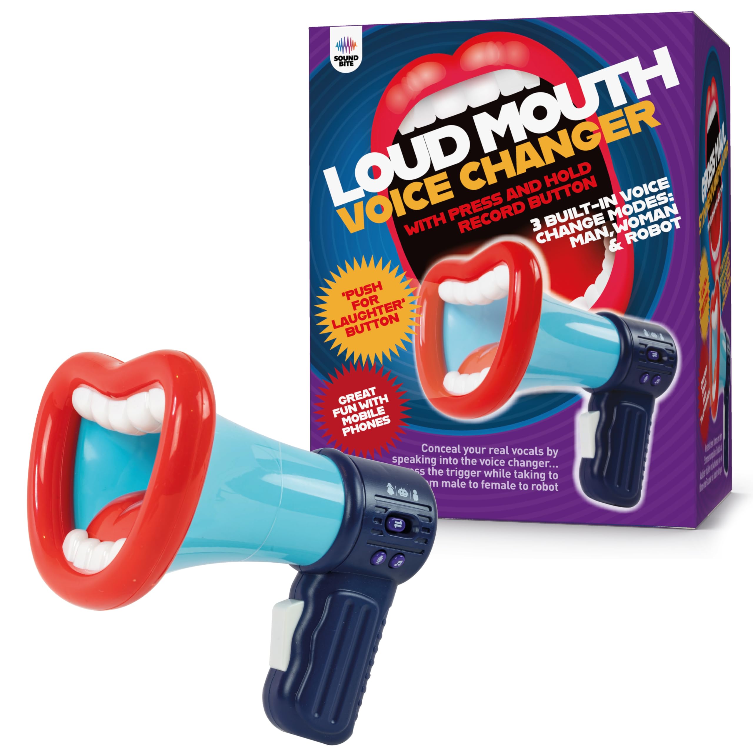 Funtime Gifts Loudmouth Electronic Voice Changer - 3 Modes, Record/Laughter Function | Ages 3+